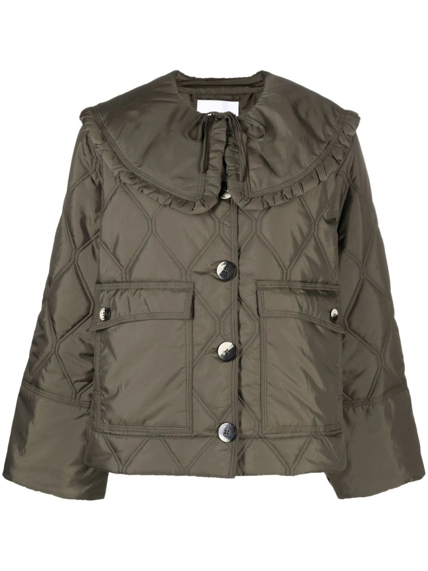 detachable-collar quilted jacket