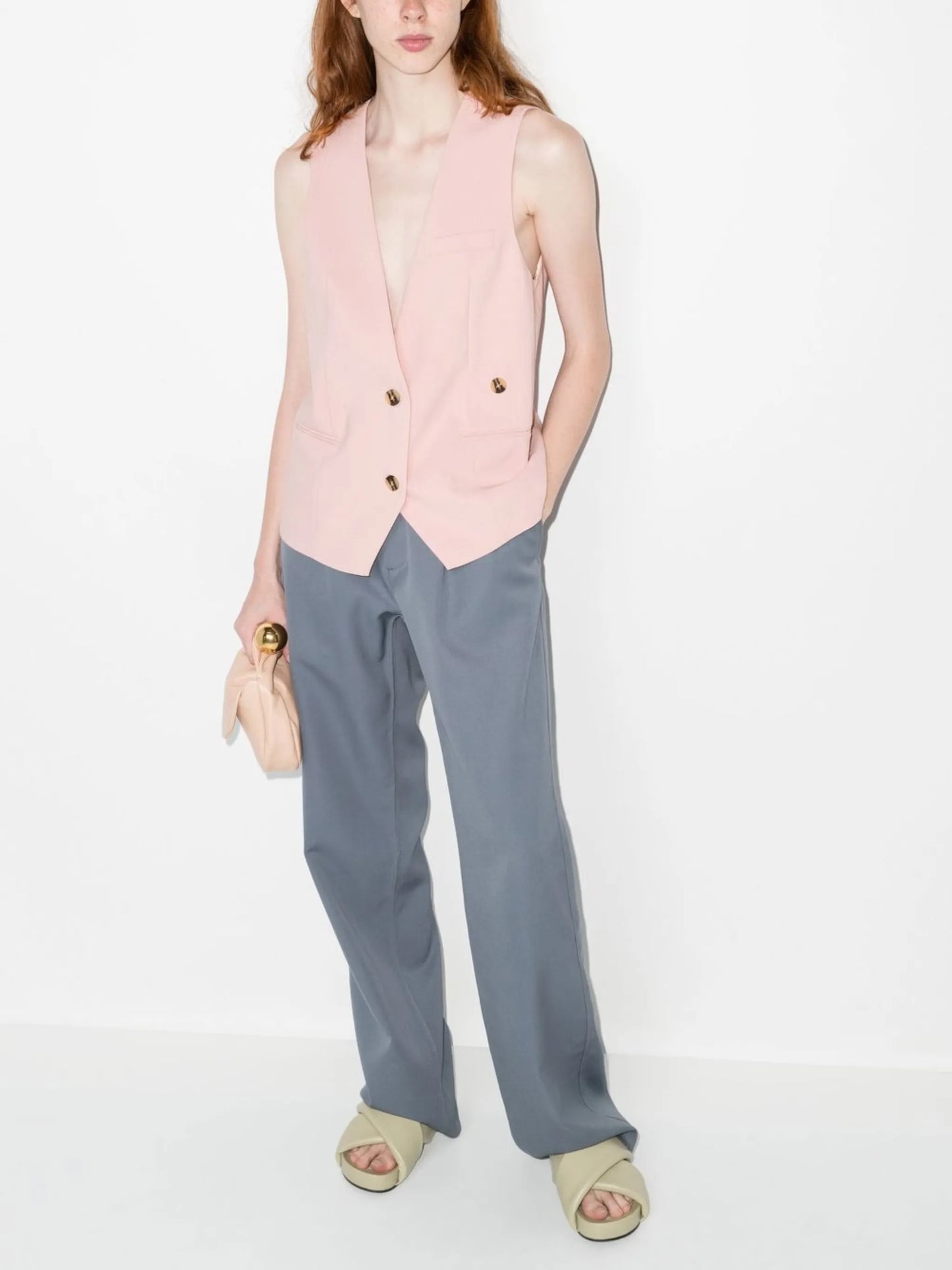 V-neck button-up waistcoat