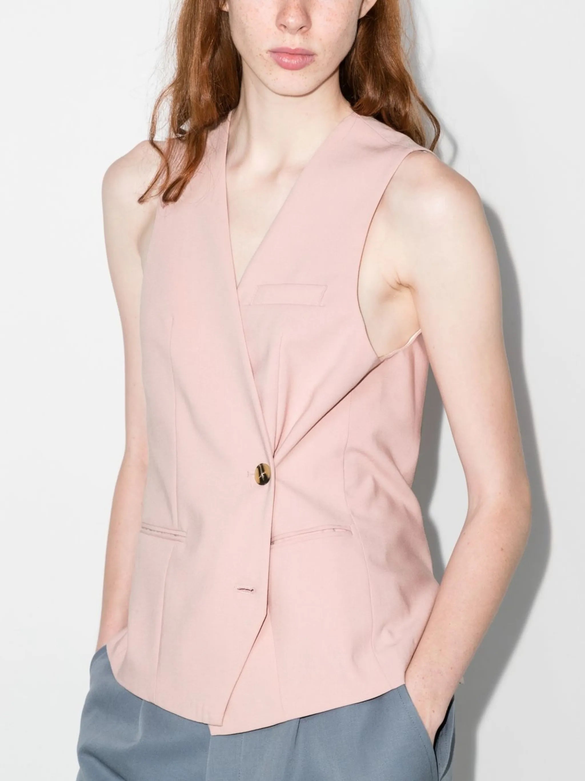 V-neck button-up waistcoat
