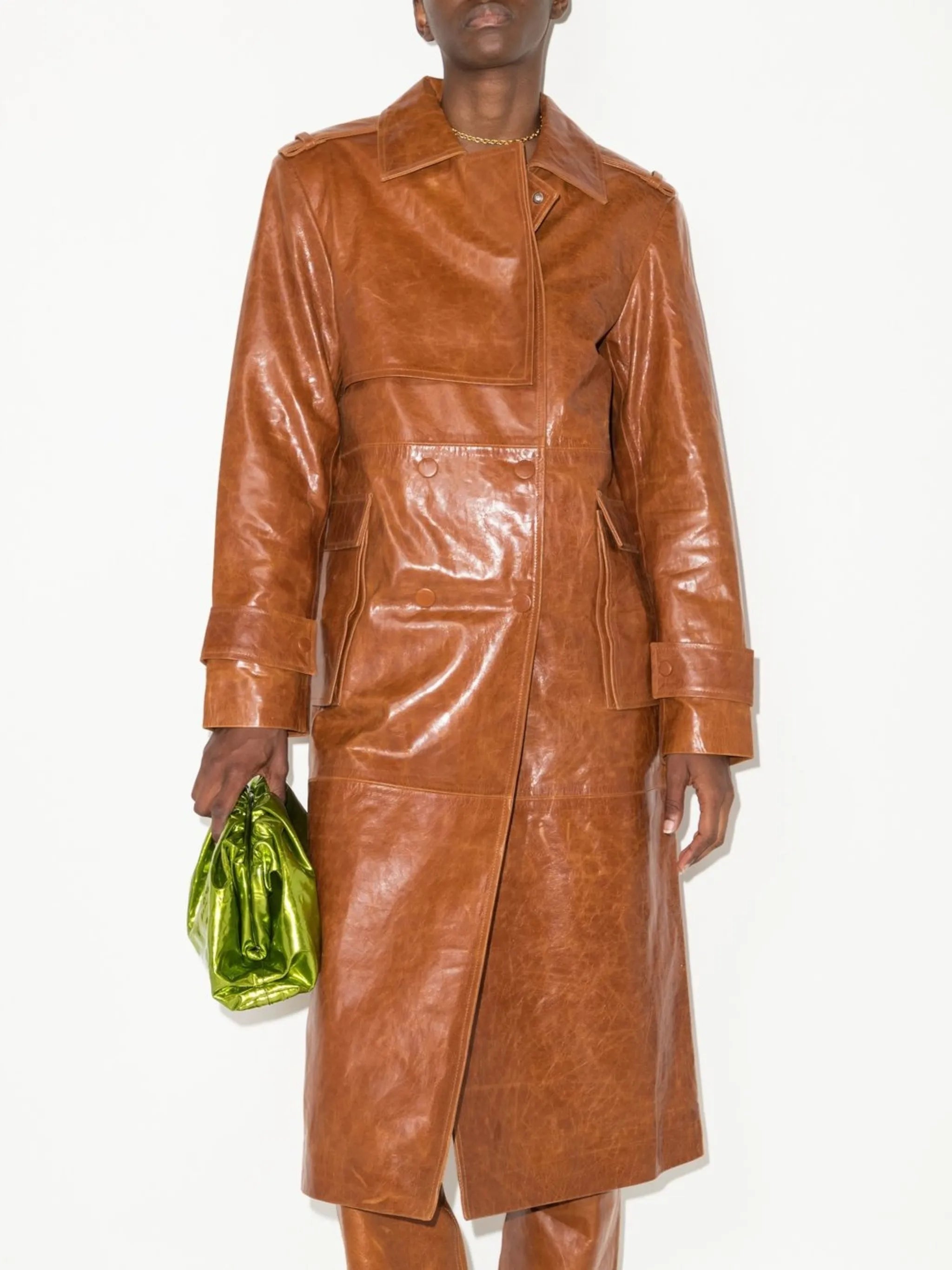 Idamo leather trench coat