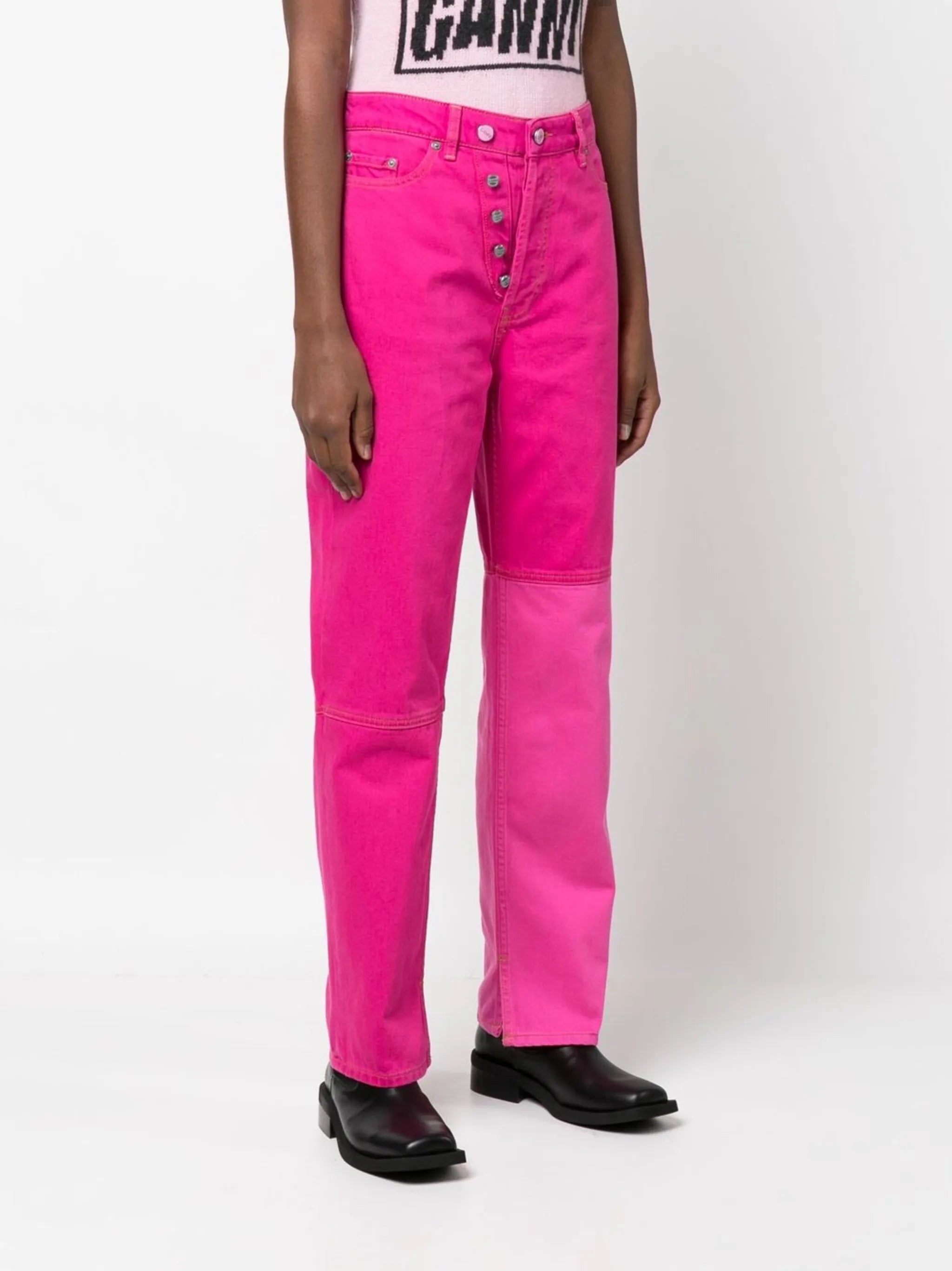 high-rise straight-leg jeans