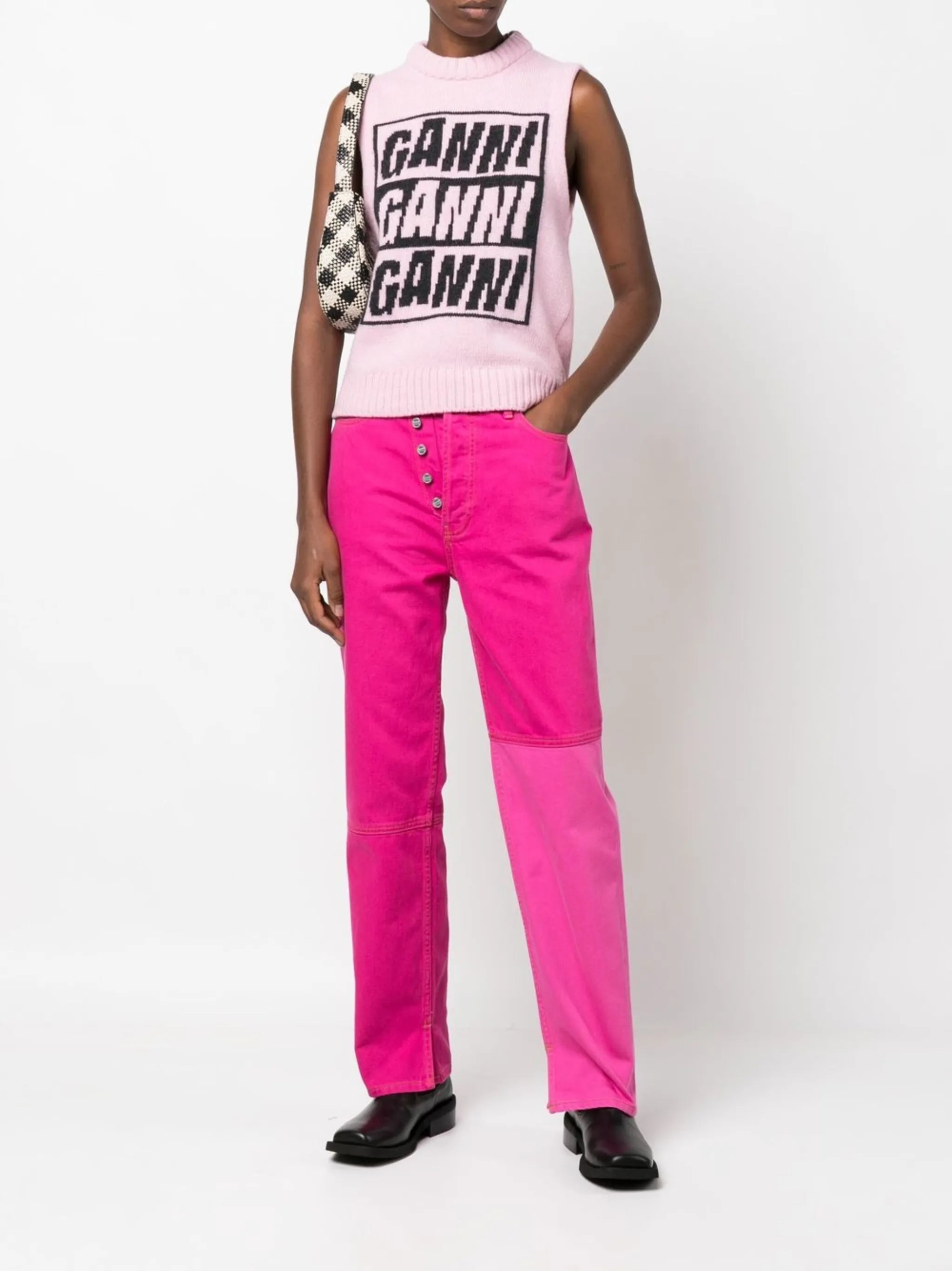 high-rise straight-leg jeans