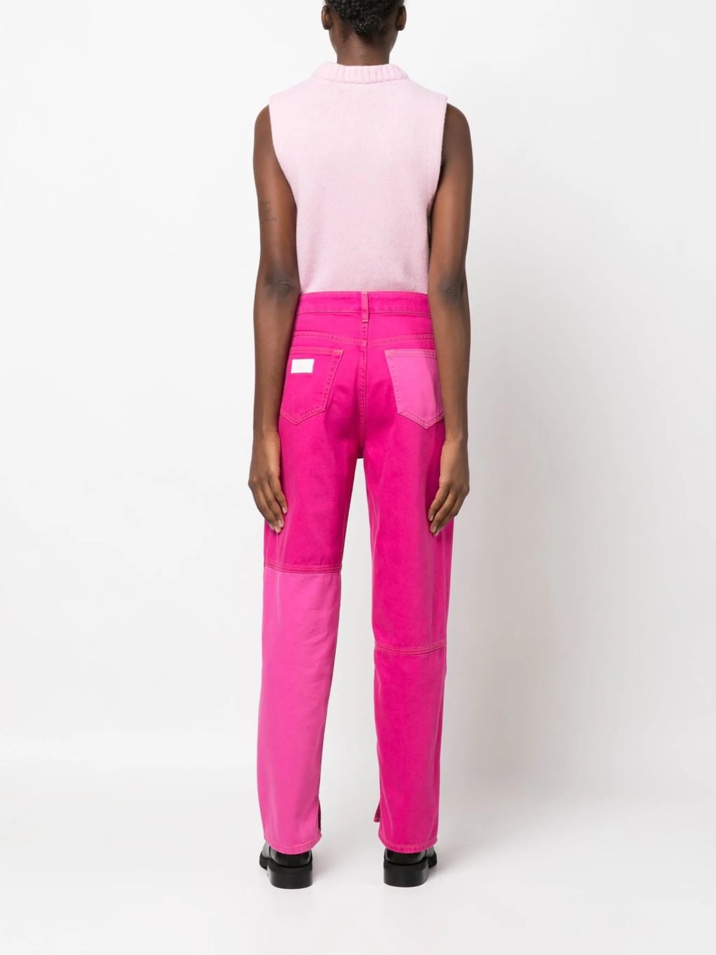 high-rise straight-leg jeans