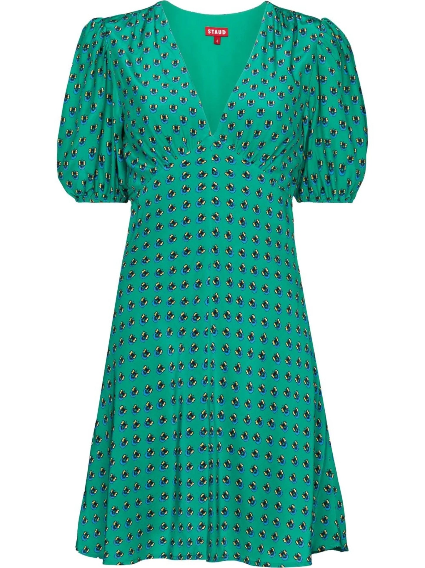 graphic-print puff-sleeve minidress