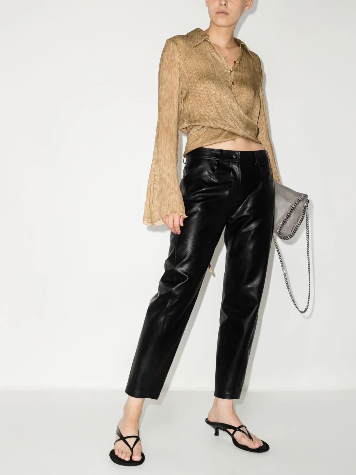 straight-leg faux-leather trousers