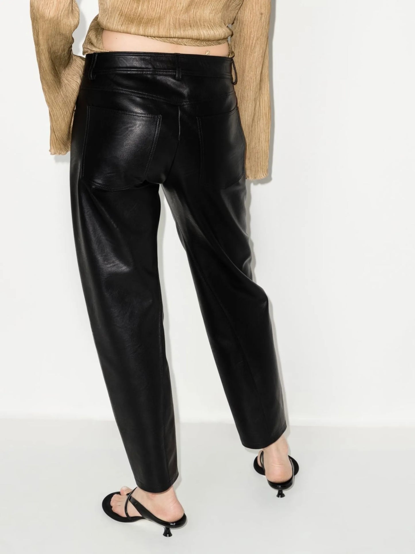 straight-leg faux-leather trousers