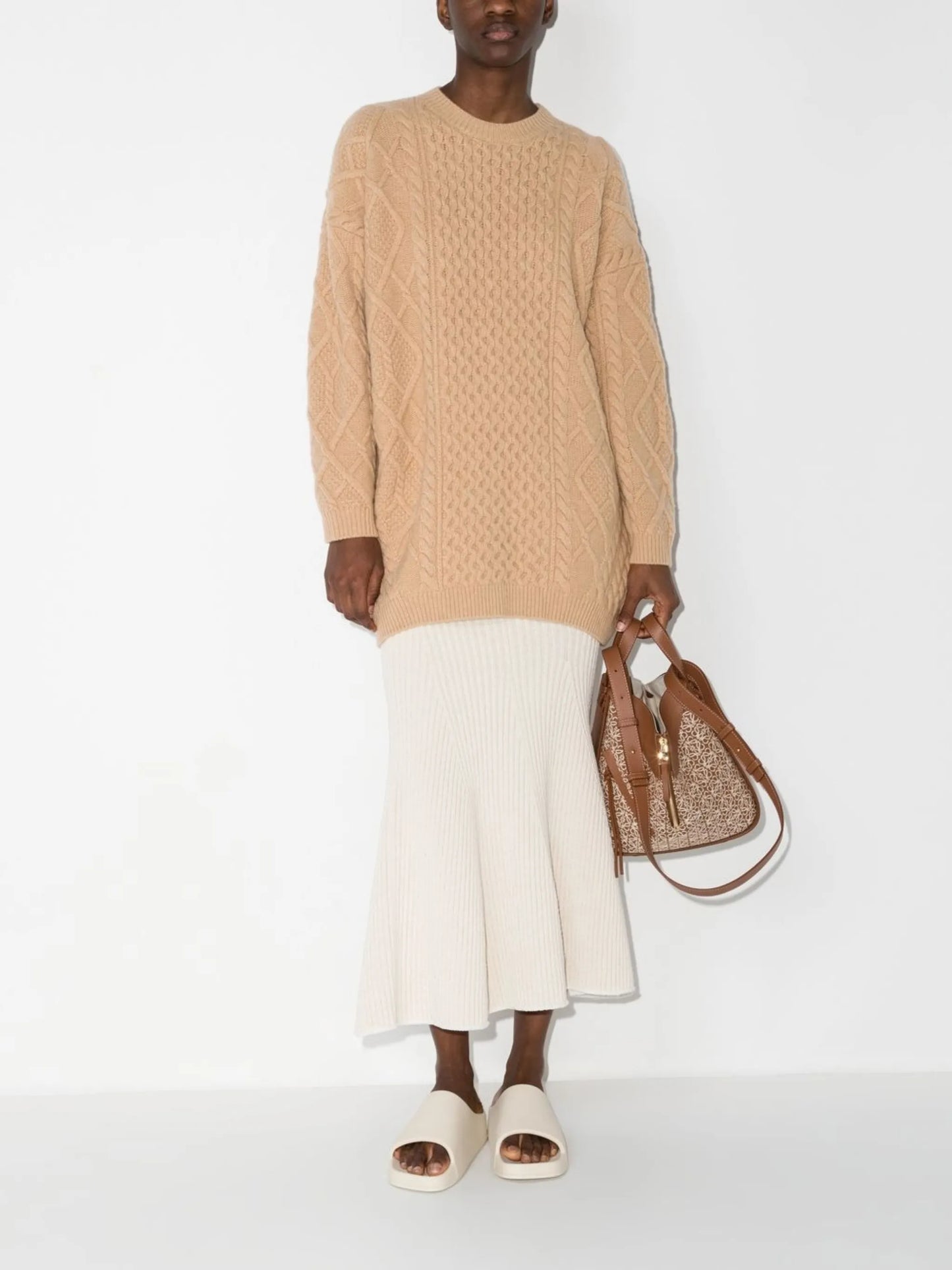 Aran-knit oversized jumper