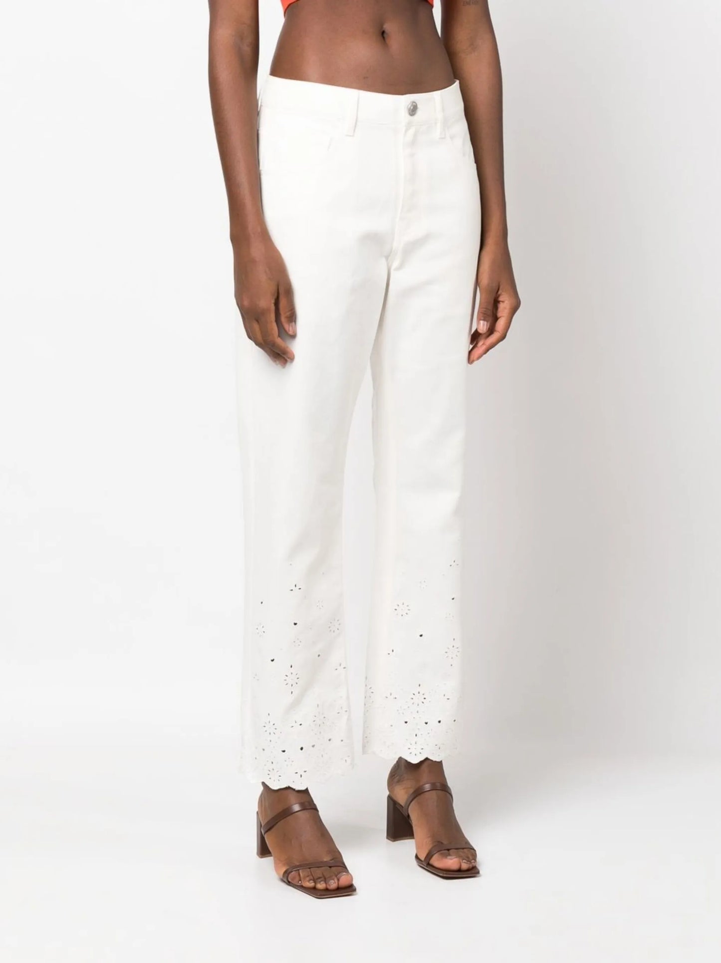 Noemie eyelet-embroidered straight jeans