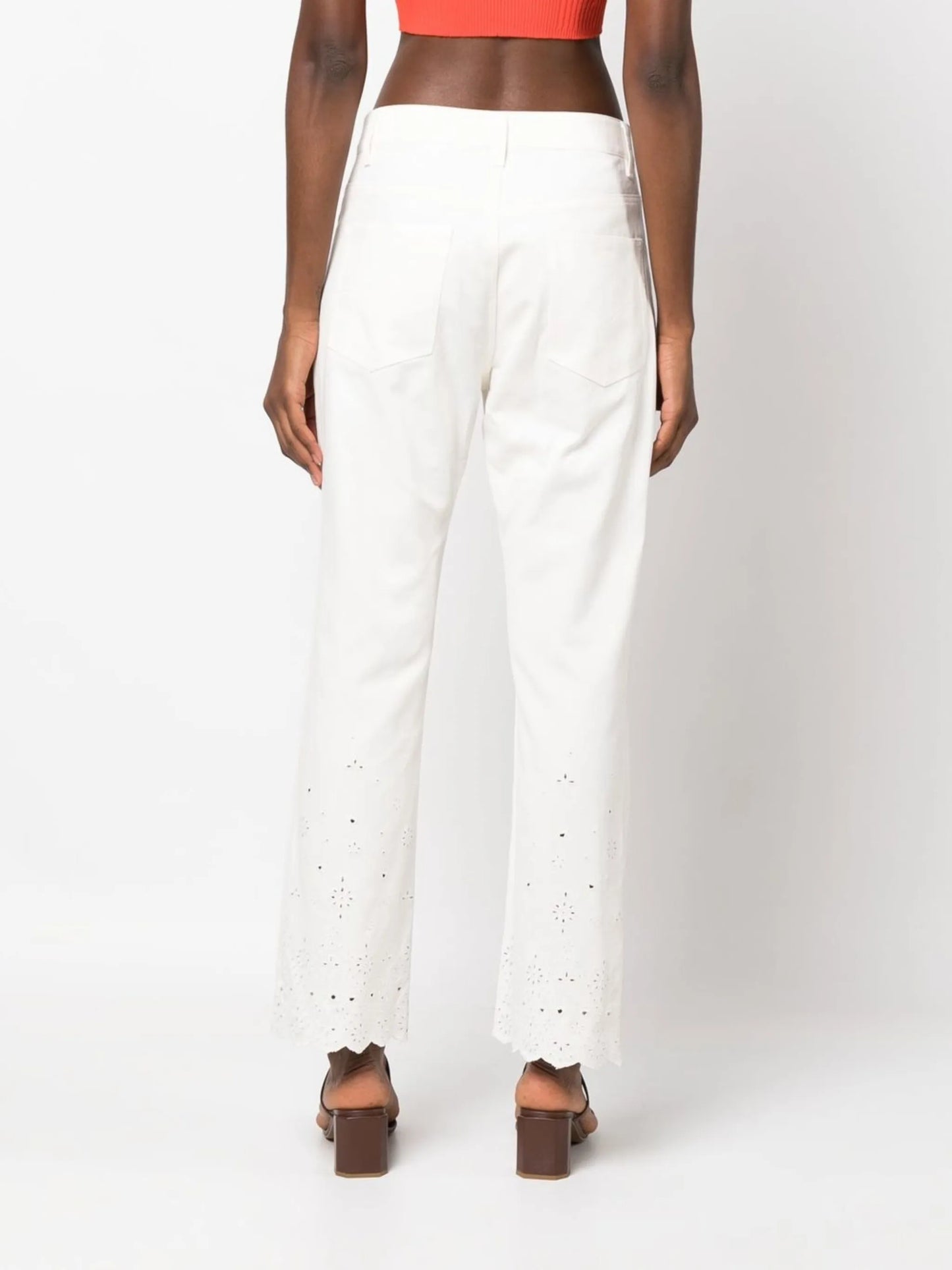 Noemie eyelet-embroidered straight jeans