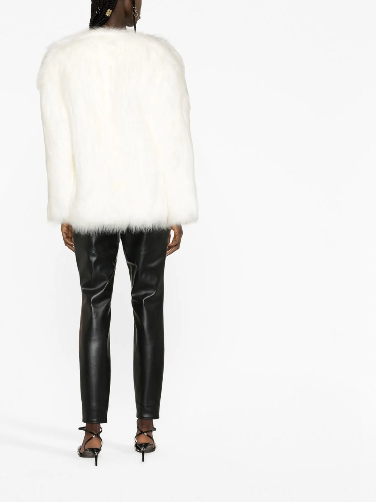 panelled faux-leather leggings