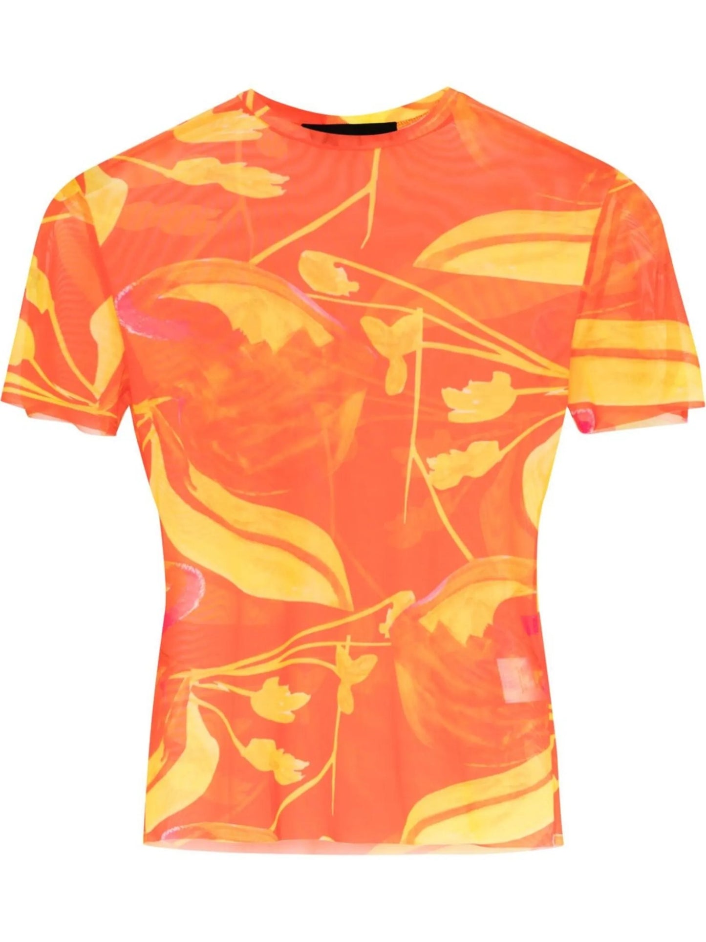 floral-print mesh T-shirt