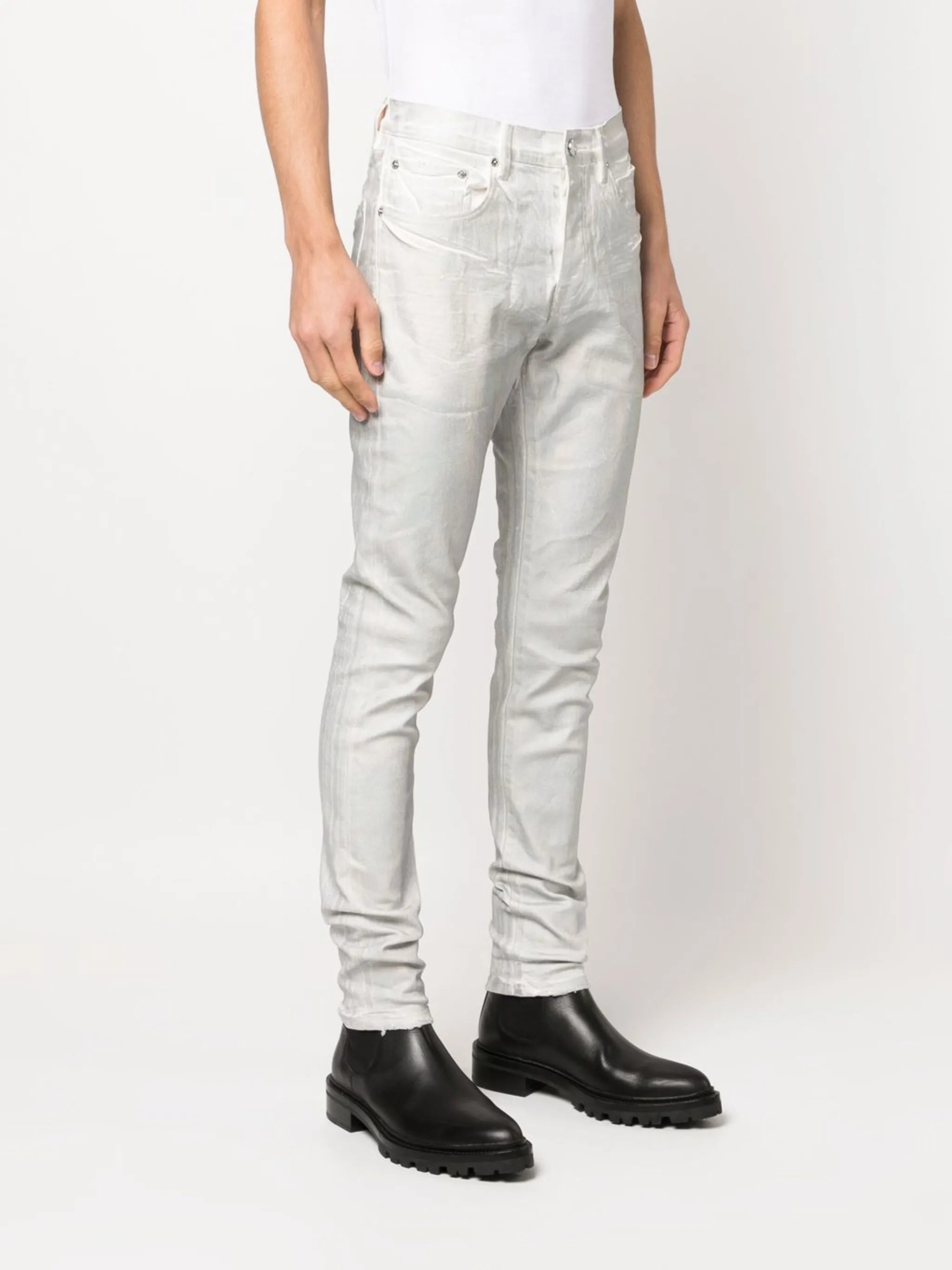 worn iridescent skinny jeans