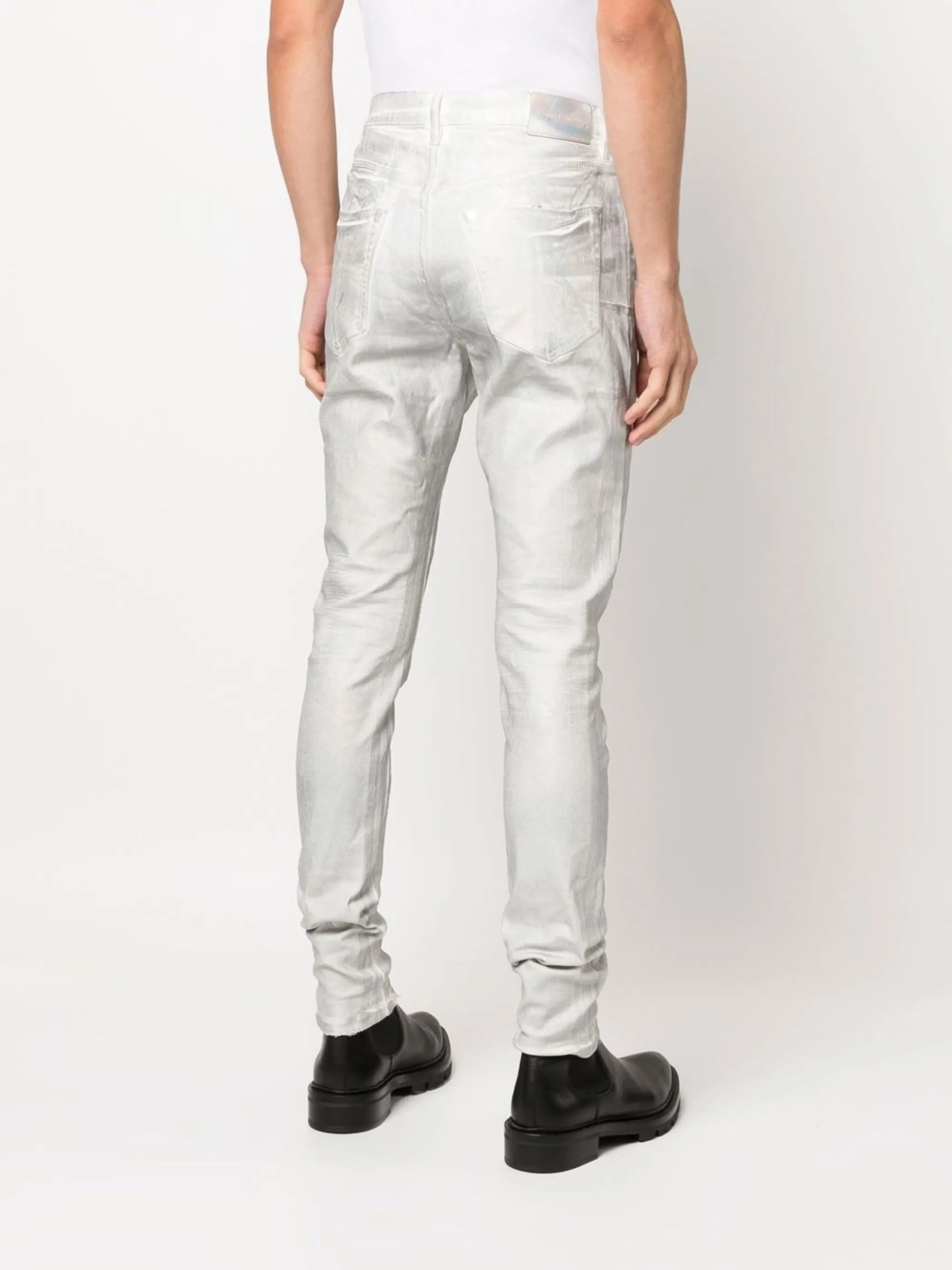 worn iridescent skinny jeans