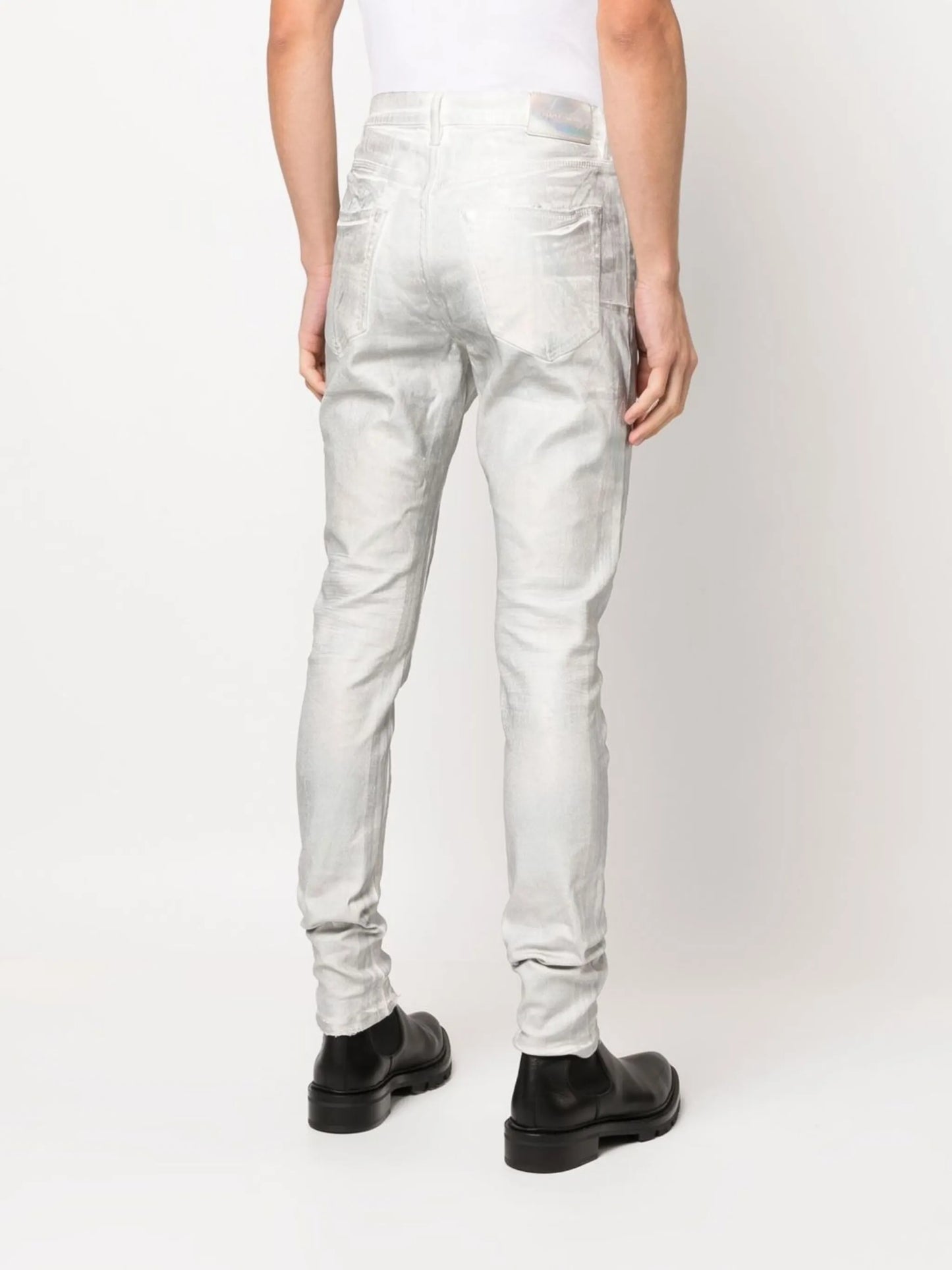 worn iridescent skinny jeans