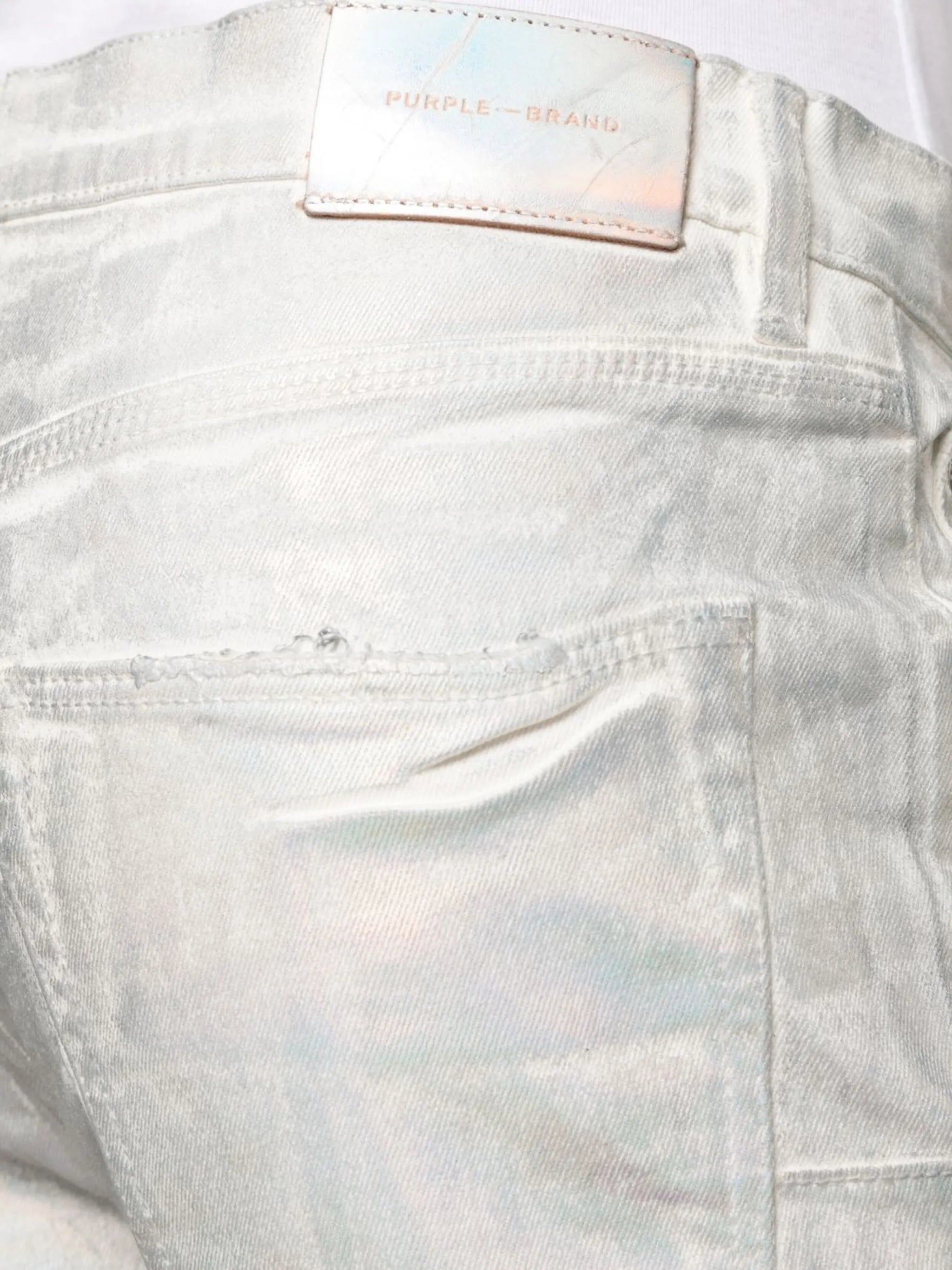 worn iridescent skinny jeans