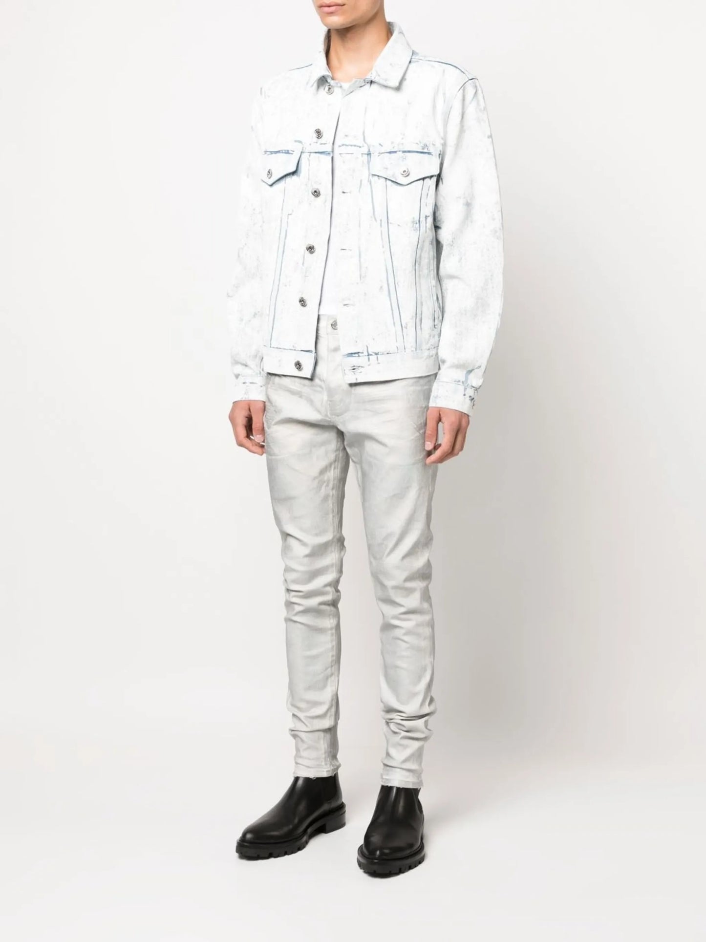 worn iridescent skinny jeans