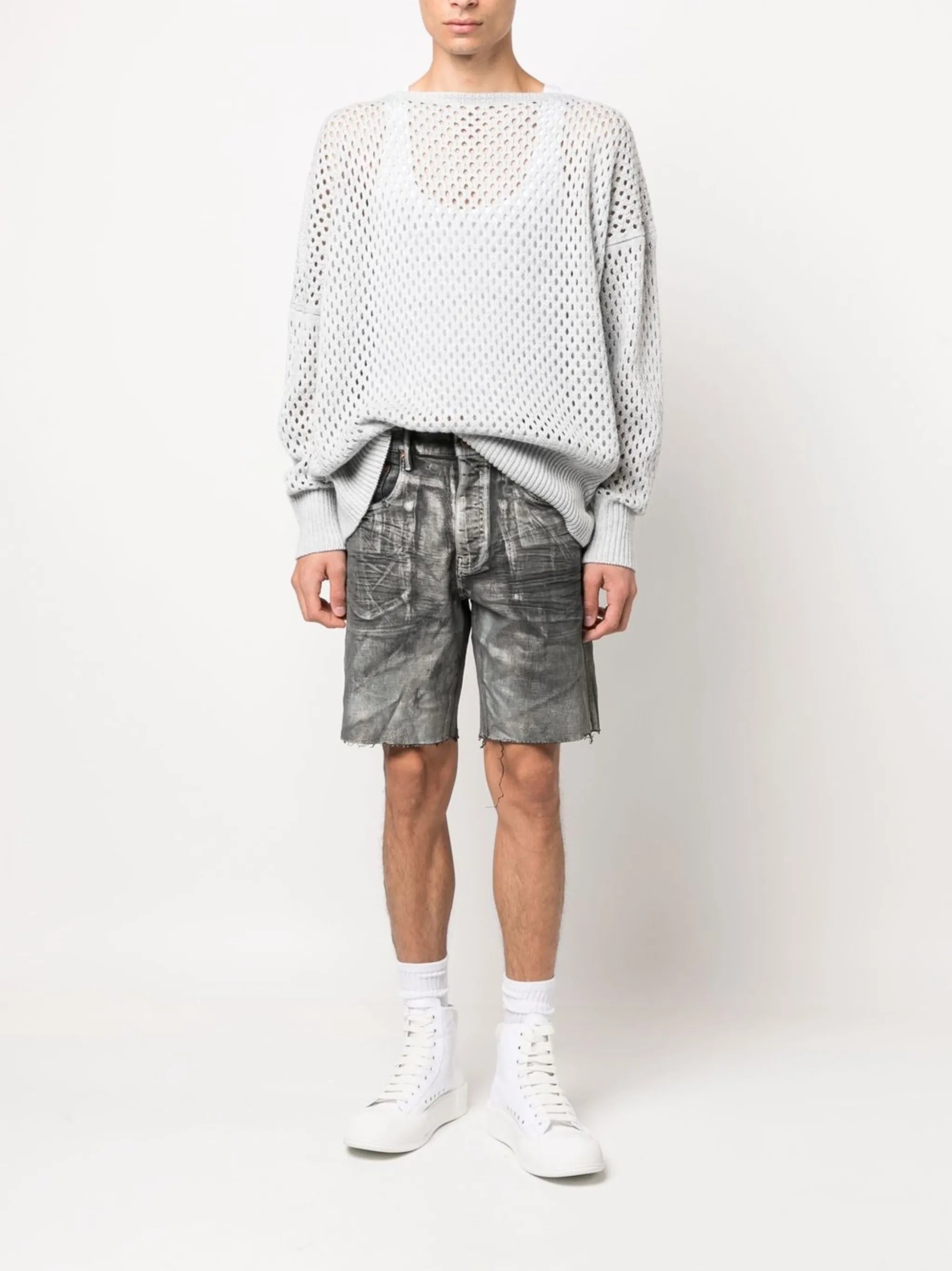 mid-rise denim shorts
