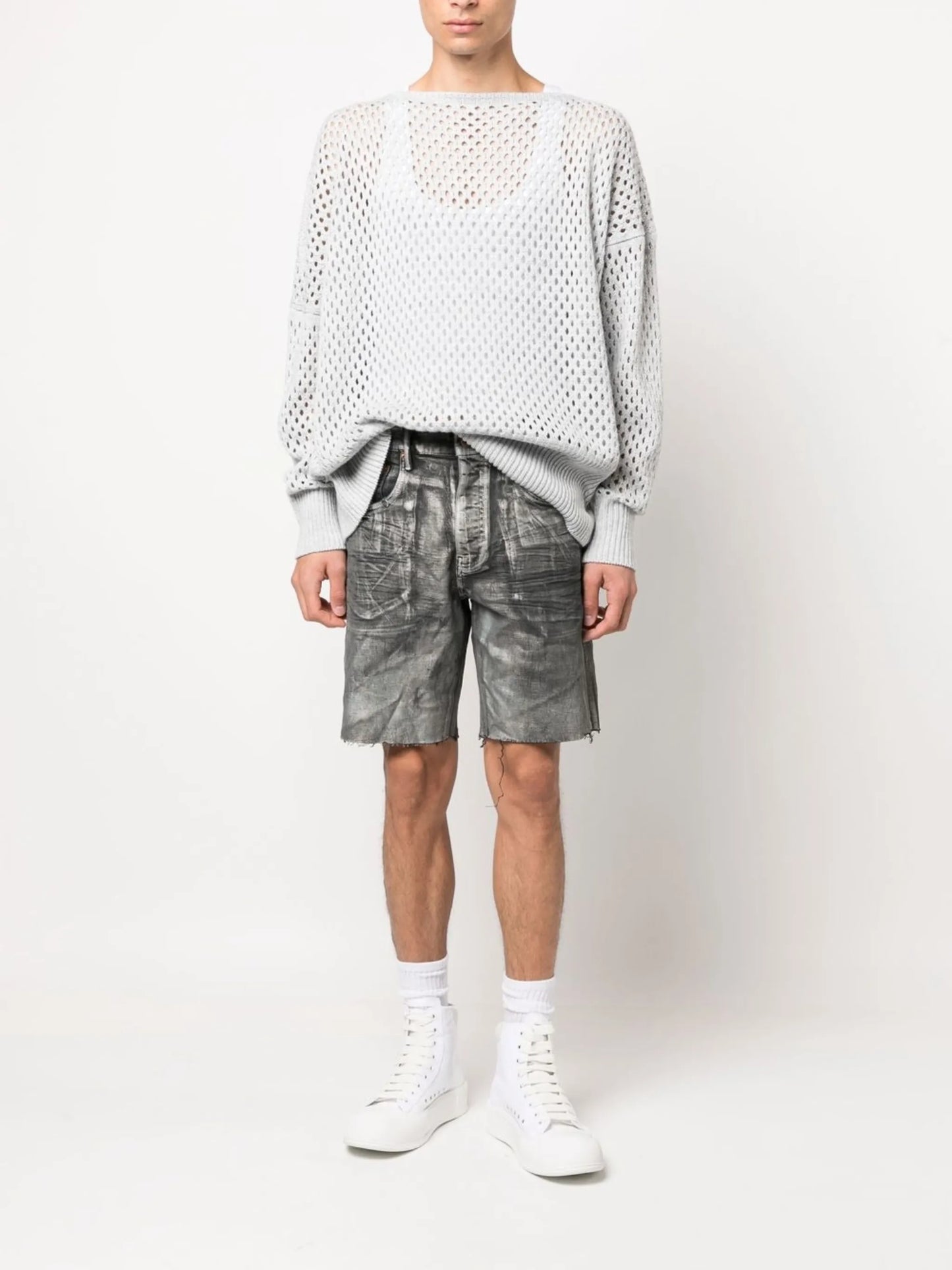 mid-rise denim shorts