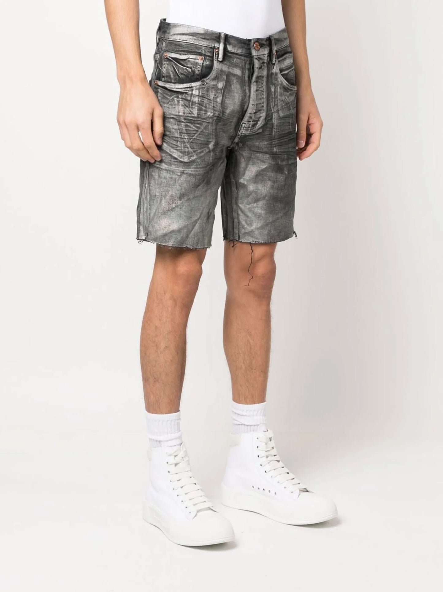 mid-rise denim shorts