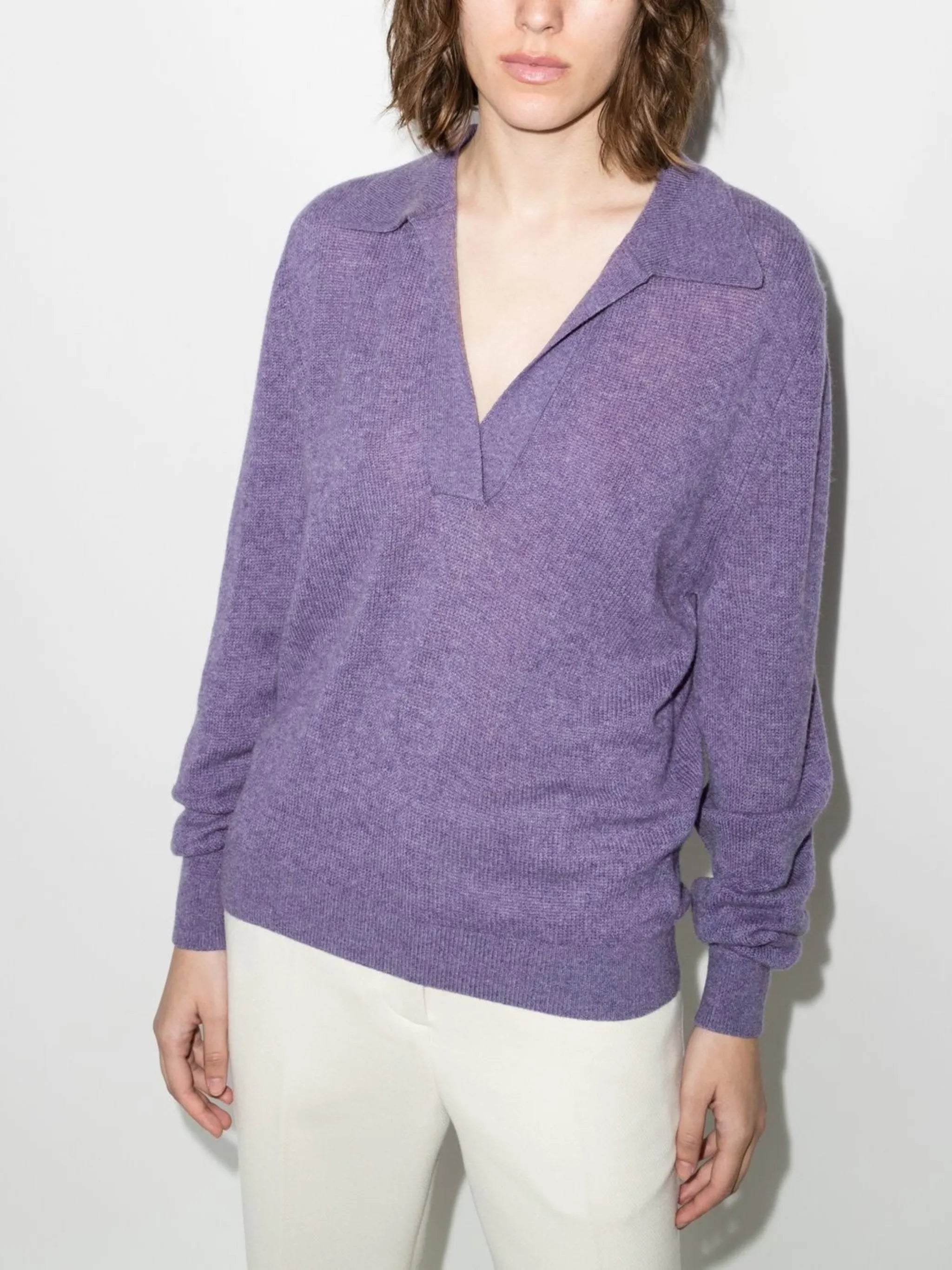 Jo polo-collar V-neck sweater