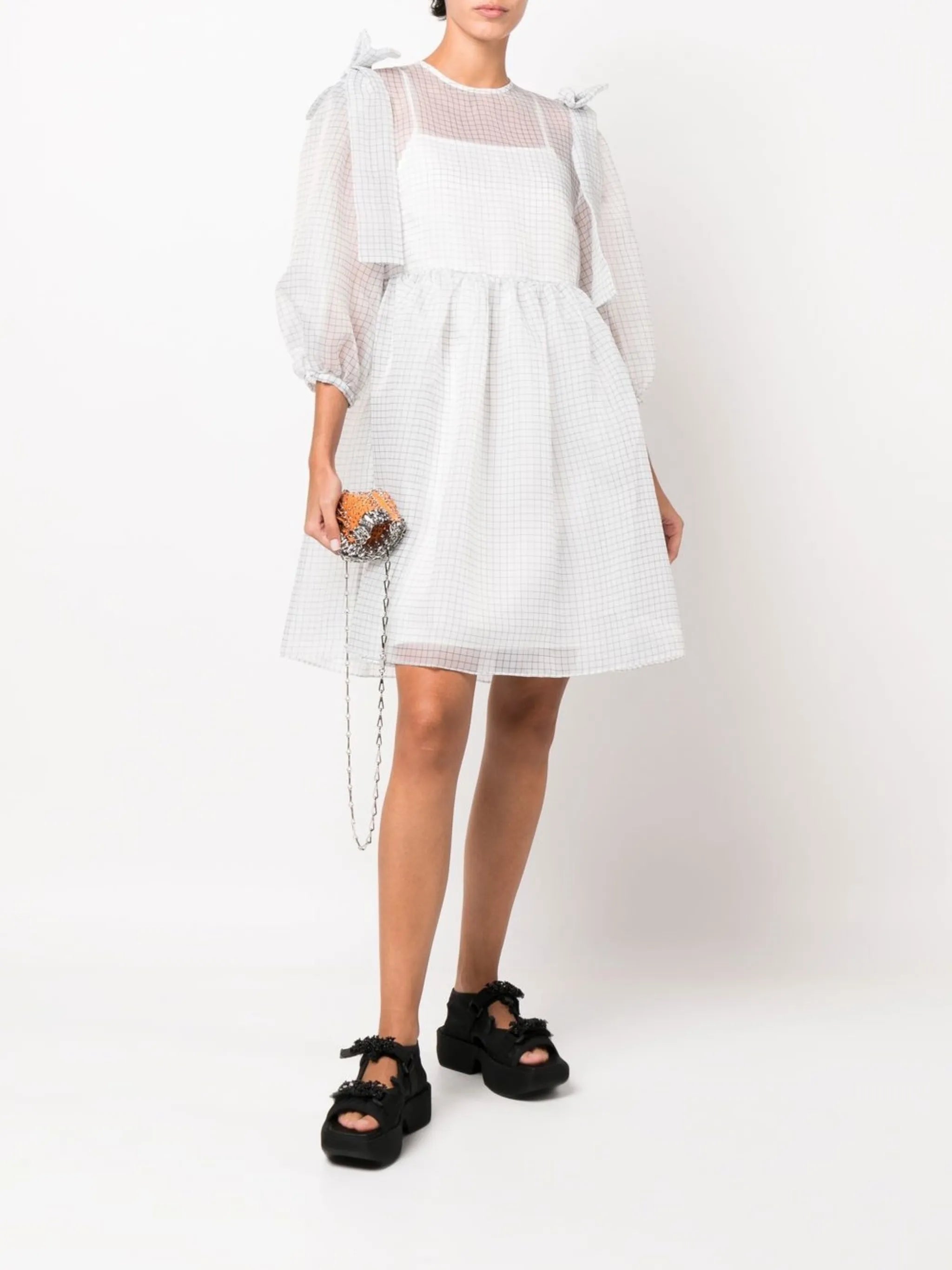 bow-detail short-sleeve dress