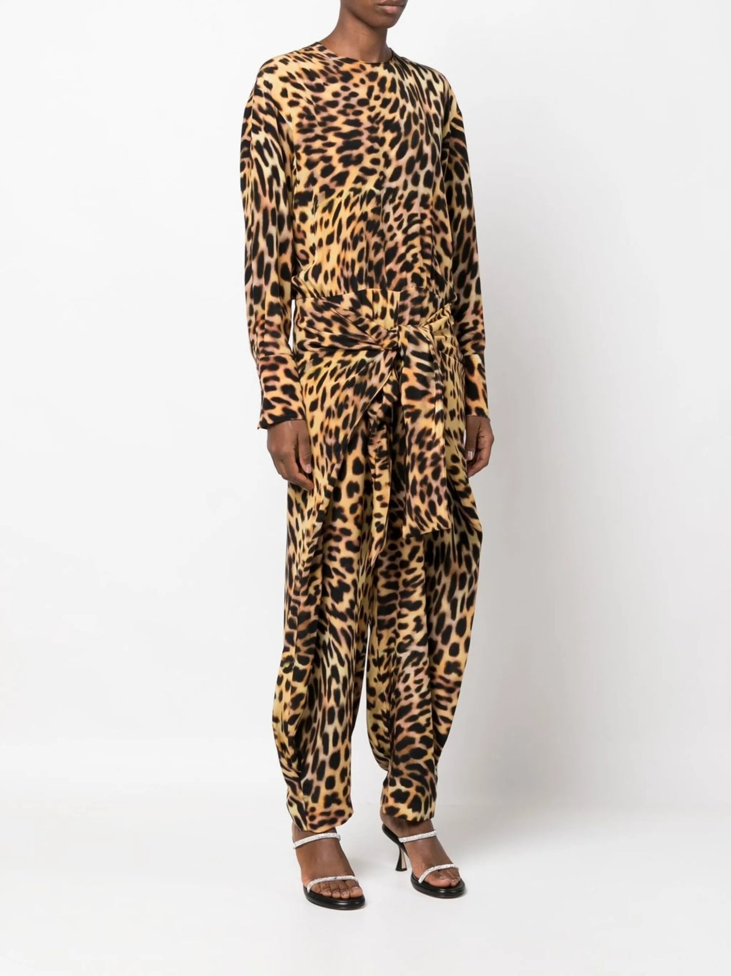 cheetah-print silk jumpsuit