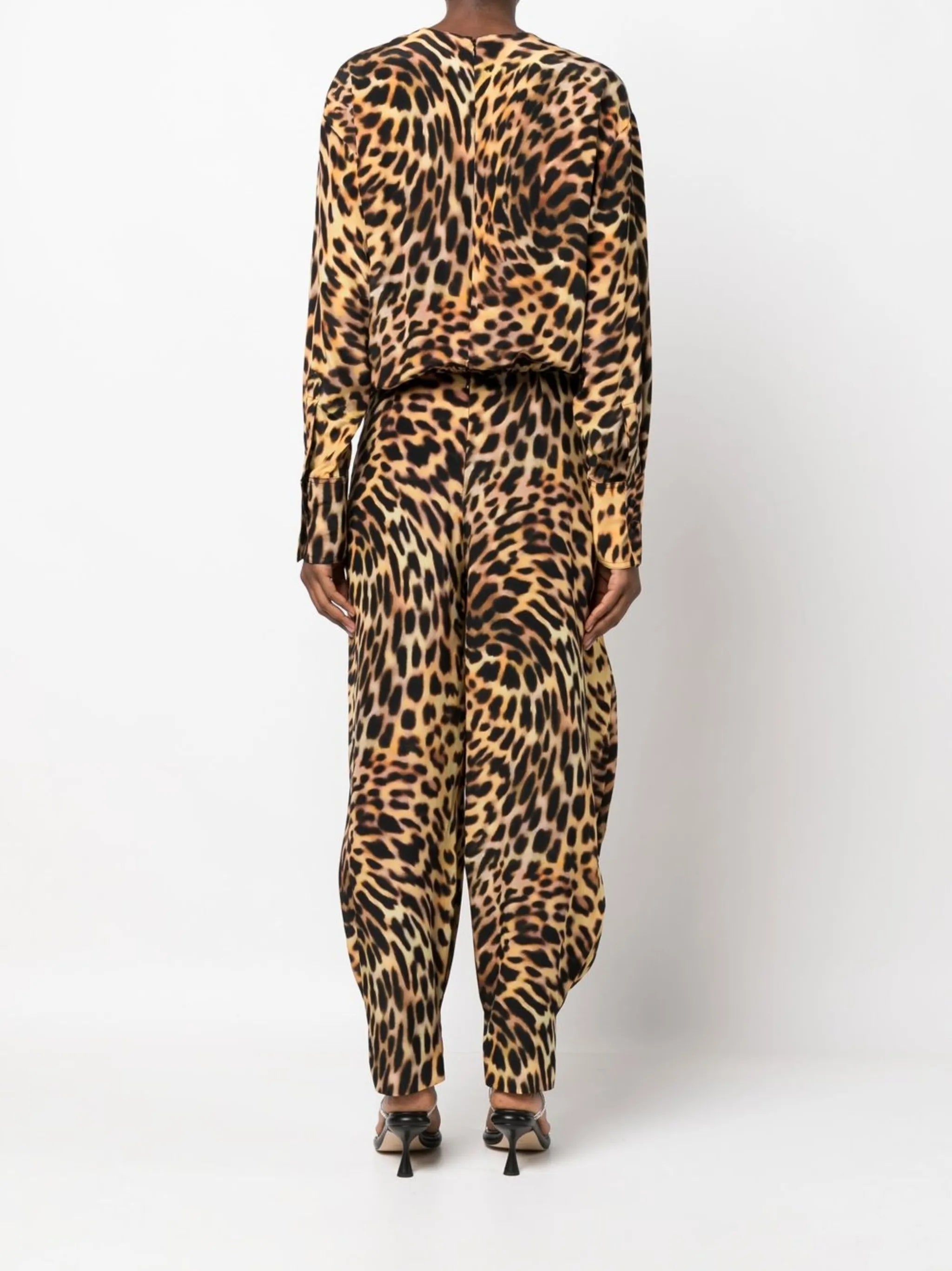 cheetah-print silk jumpsuit
