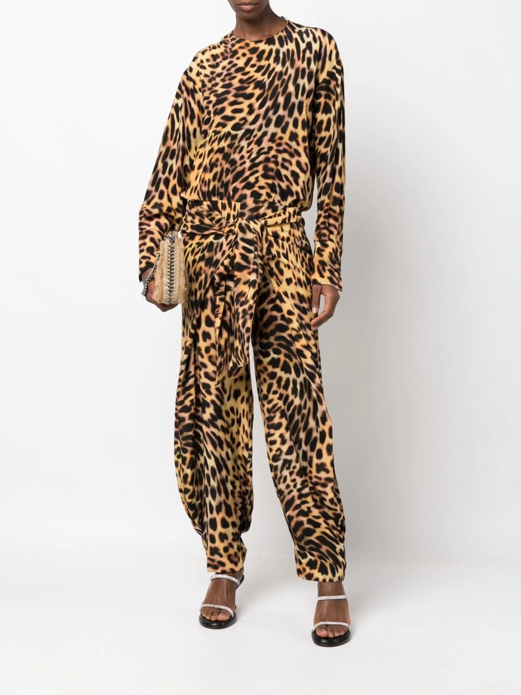 cheetah-print silk jumpsuit