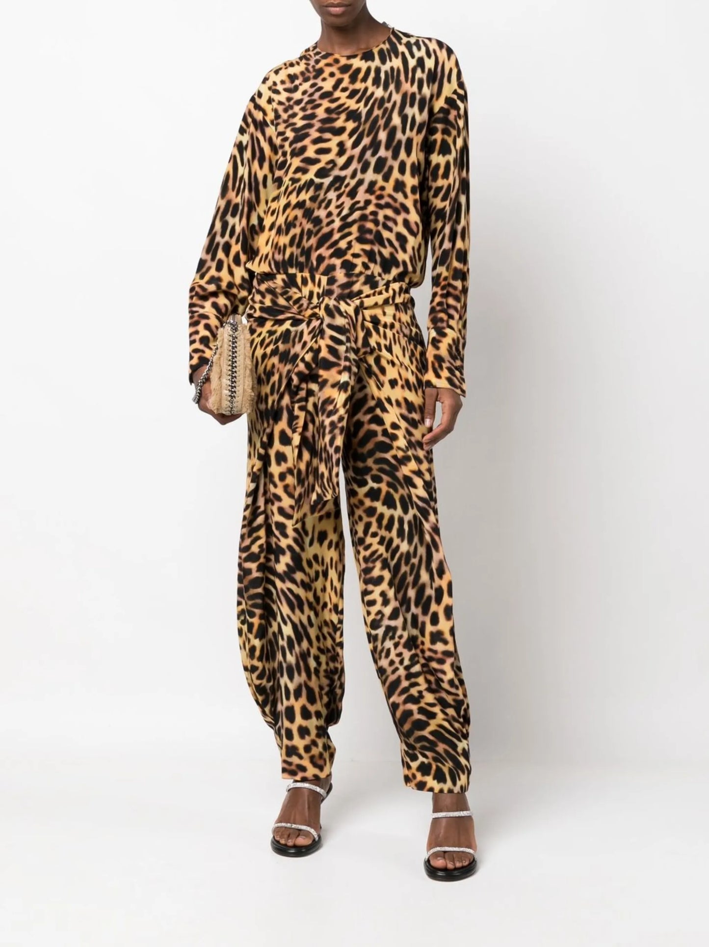 cheetah-print silk jumpsuit