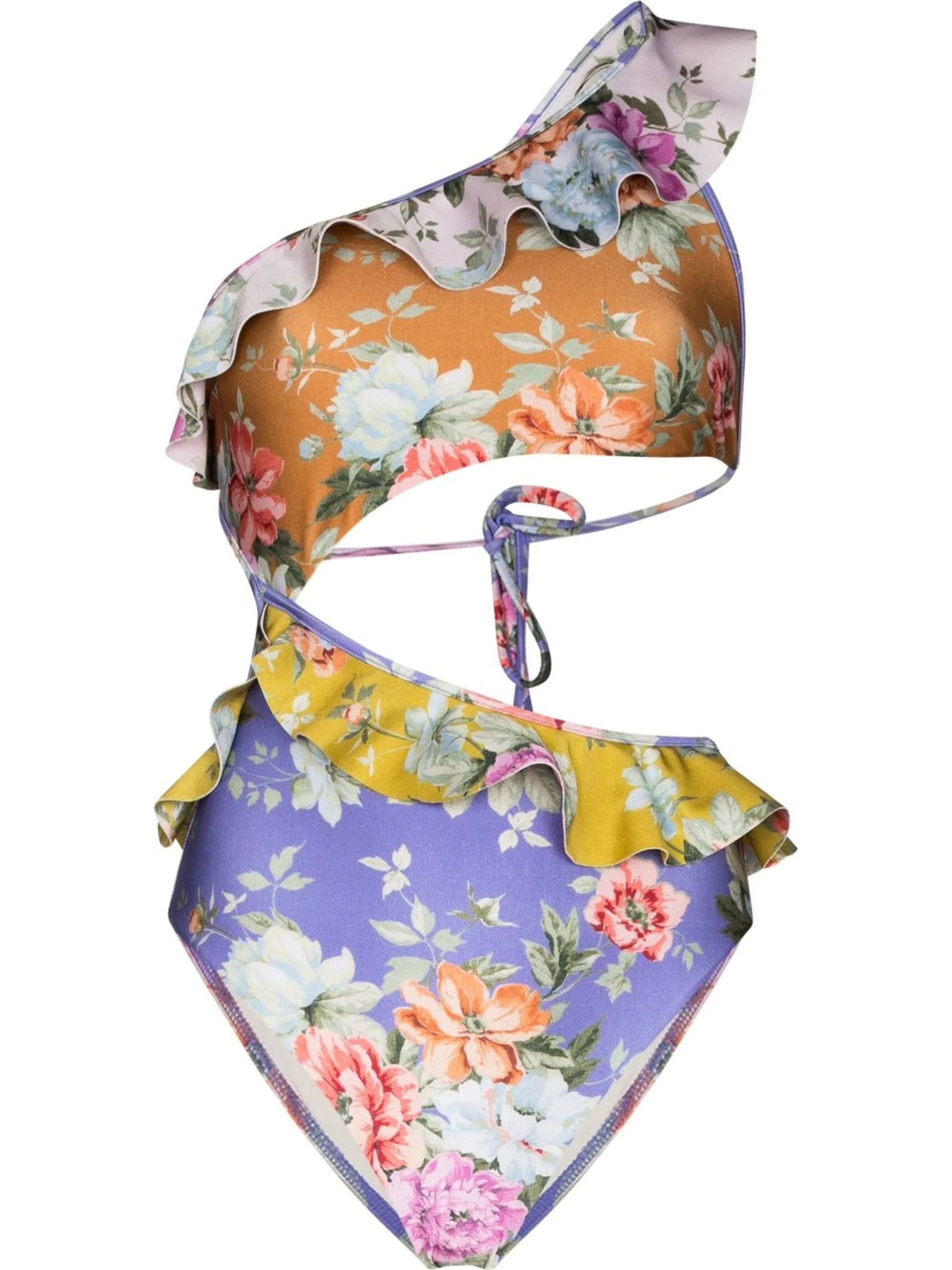 floral-print cut-out swimsuit