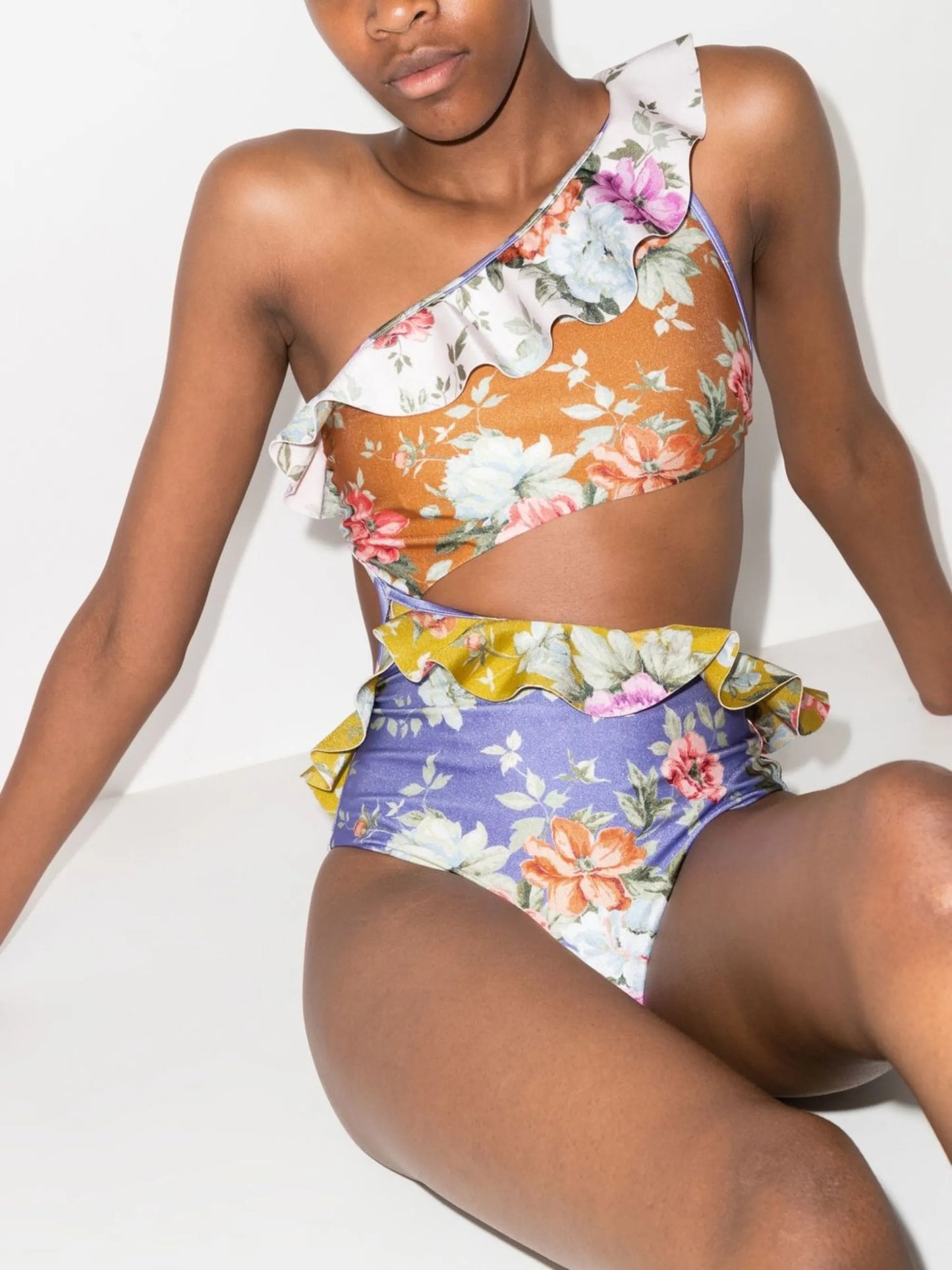 floral-print cut-out swimsuit