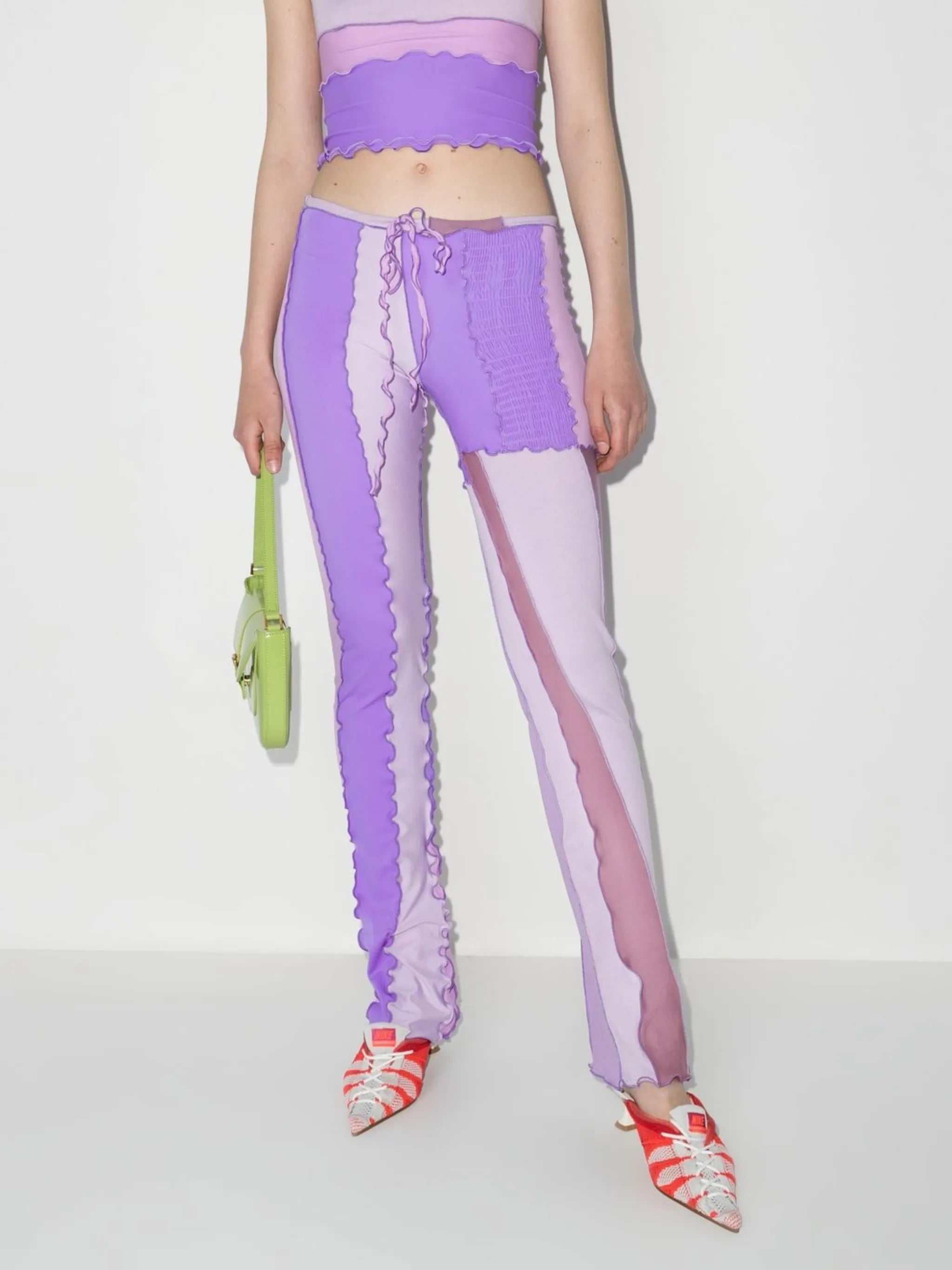 low-rise patchwork trousers