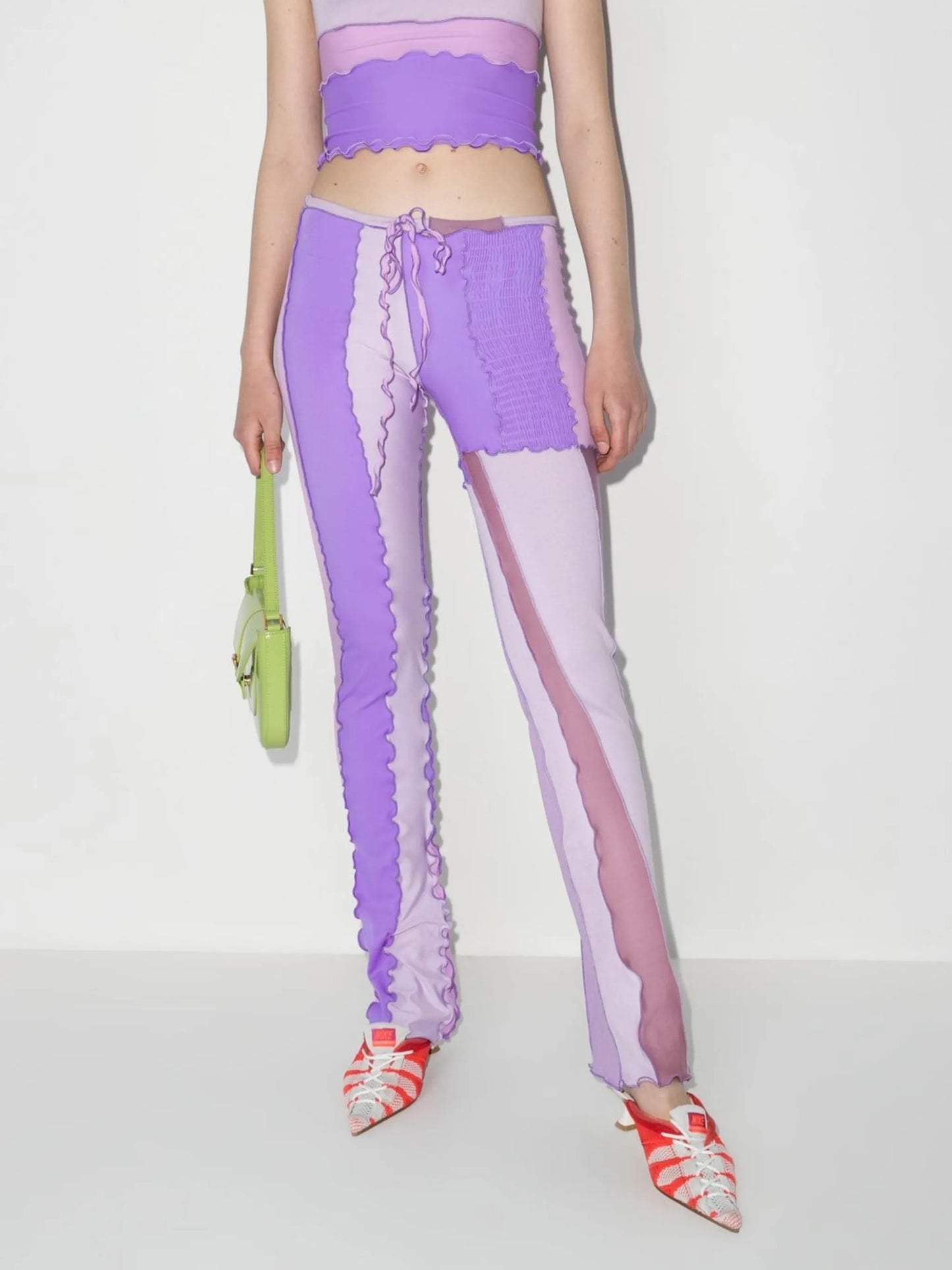 low-rise patchwork trousers
