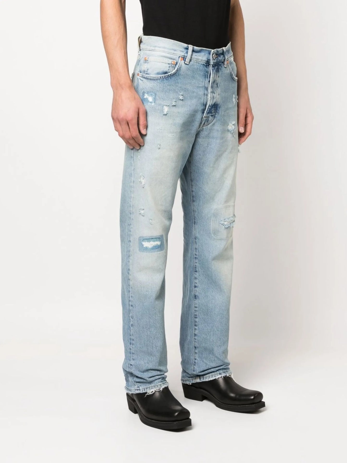 mid-rise straight-leg jeans