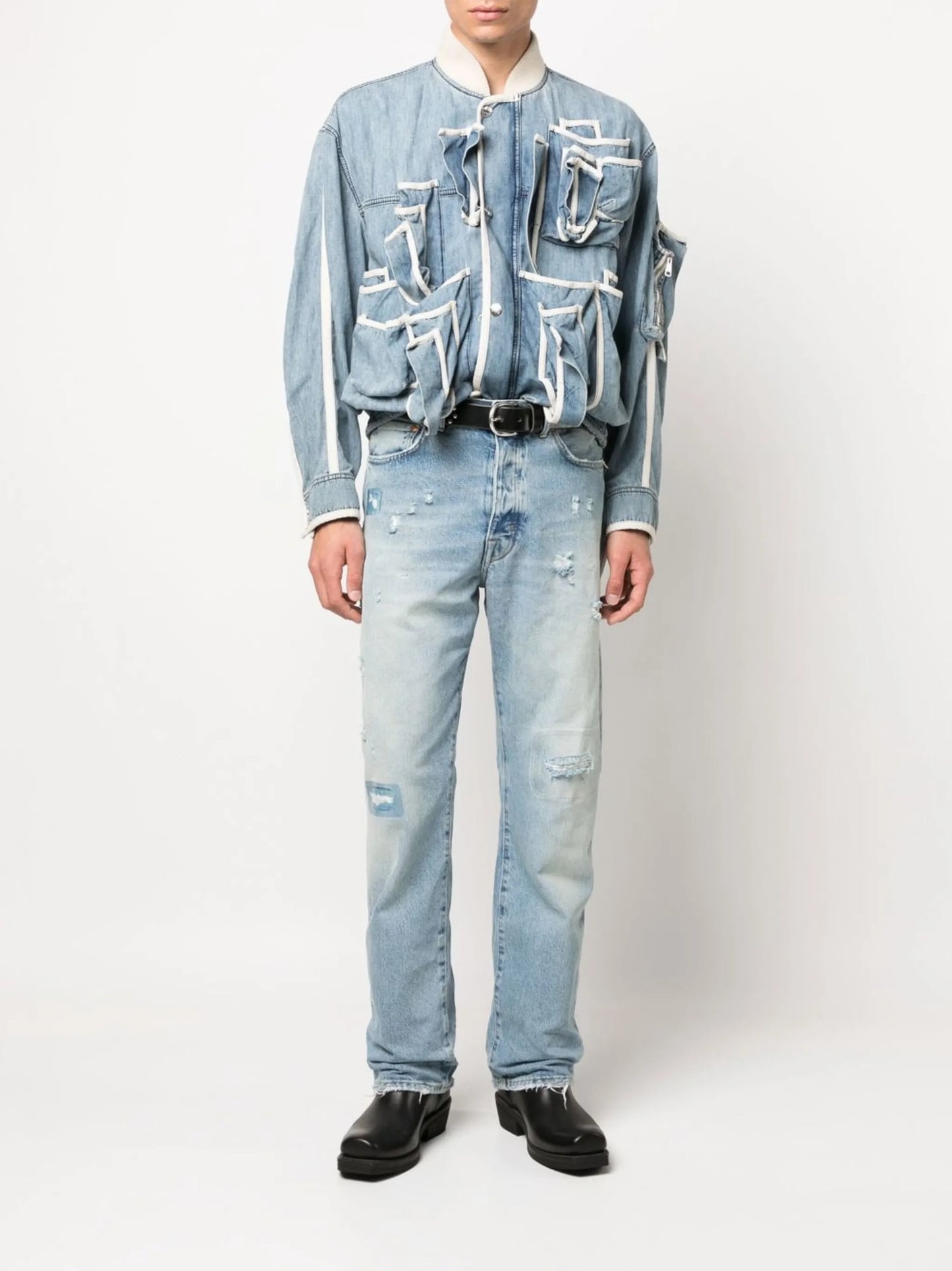 mid-rise straight-leg jeans