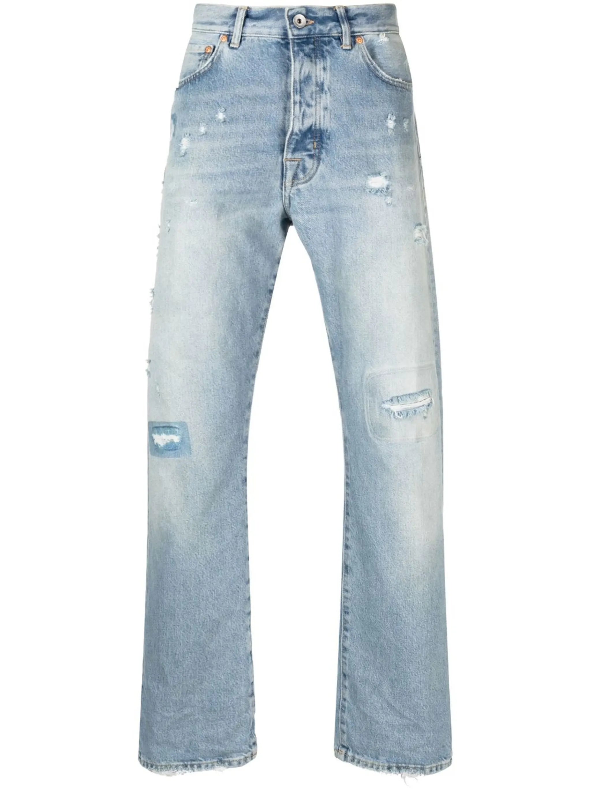mid-rise straight-leg jeans