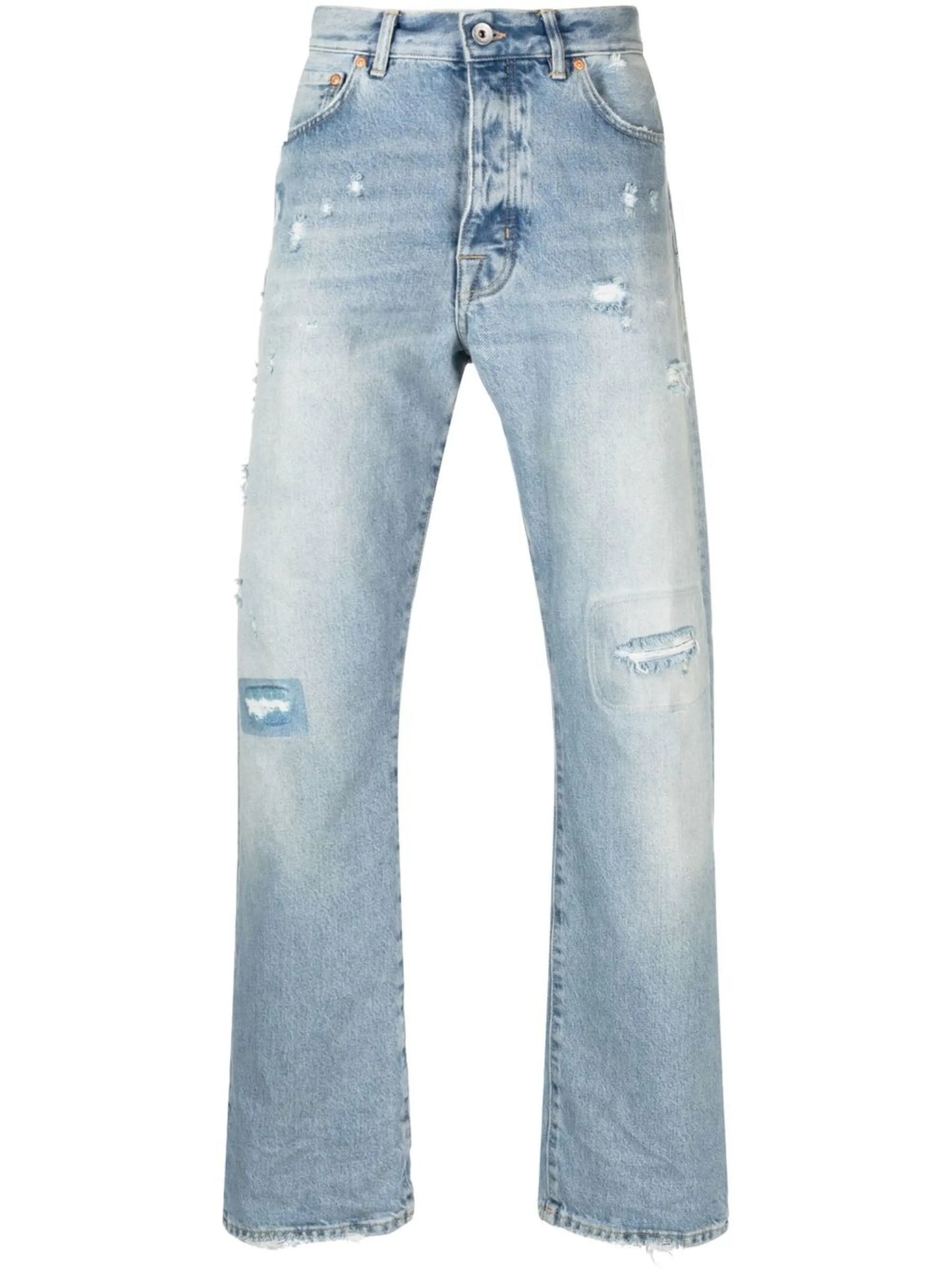 mid-rise straight-leg jeans