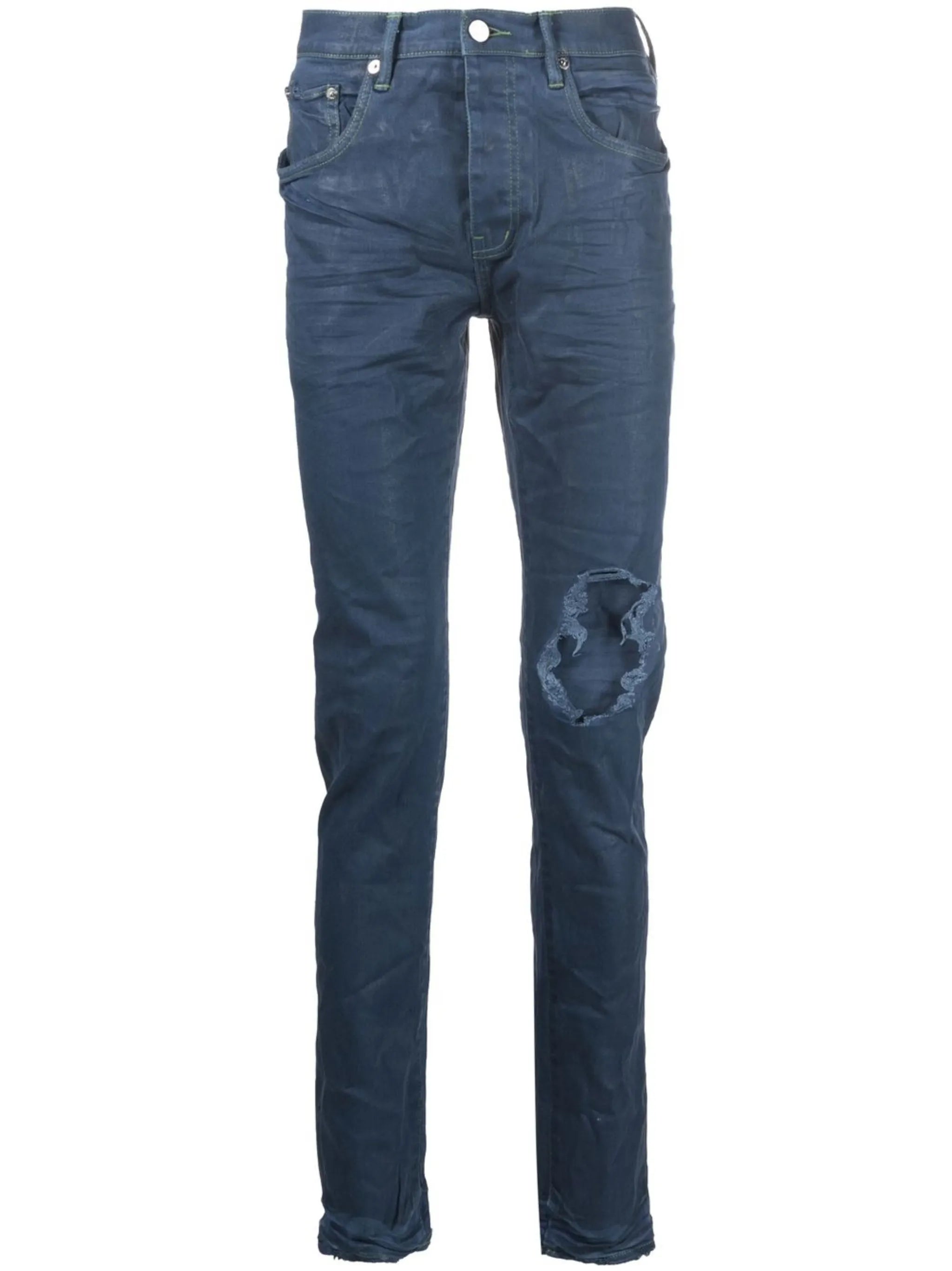 distressed straight-leg jeans