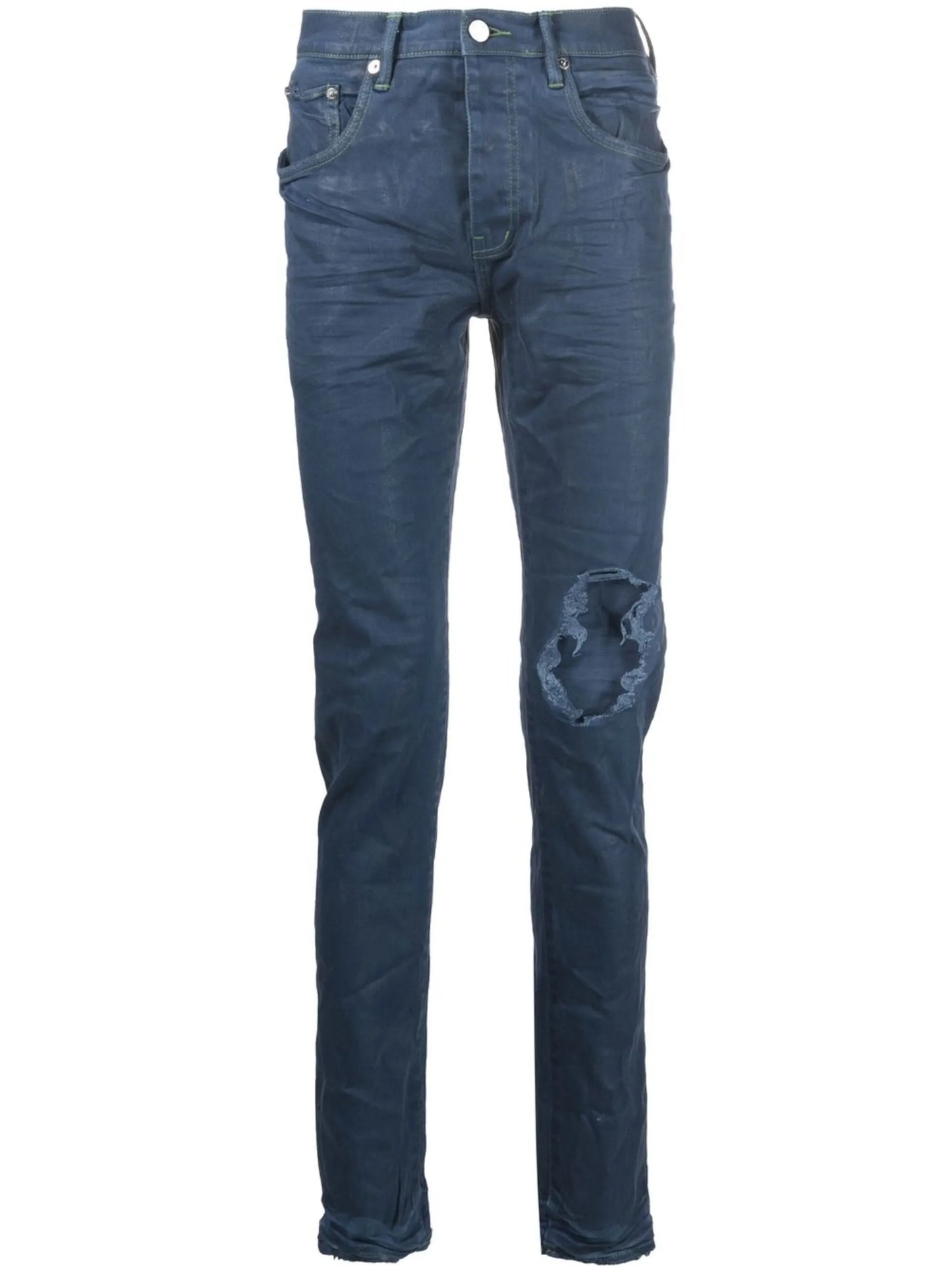 distressed straight-leg jeans