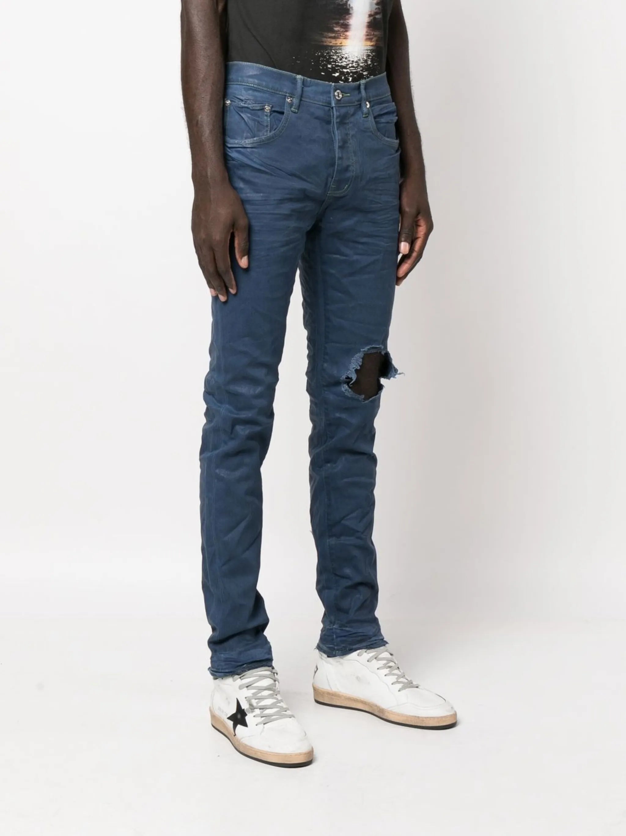distressed straight-leg jeans