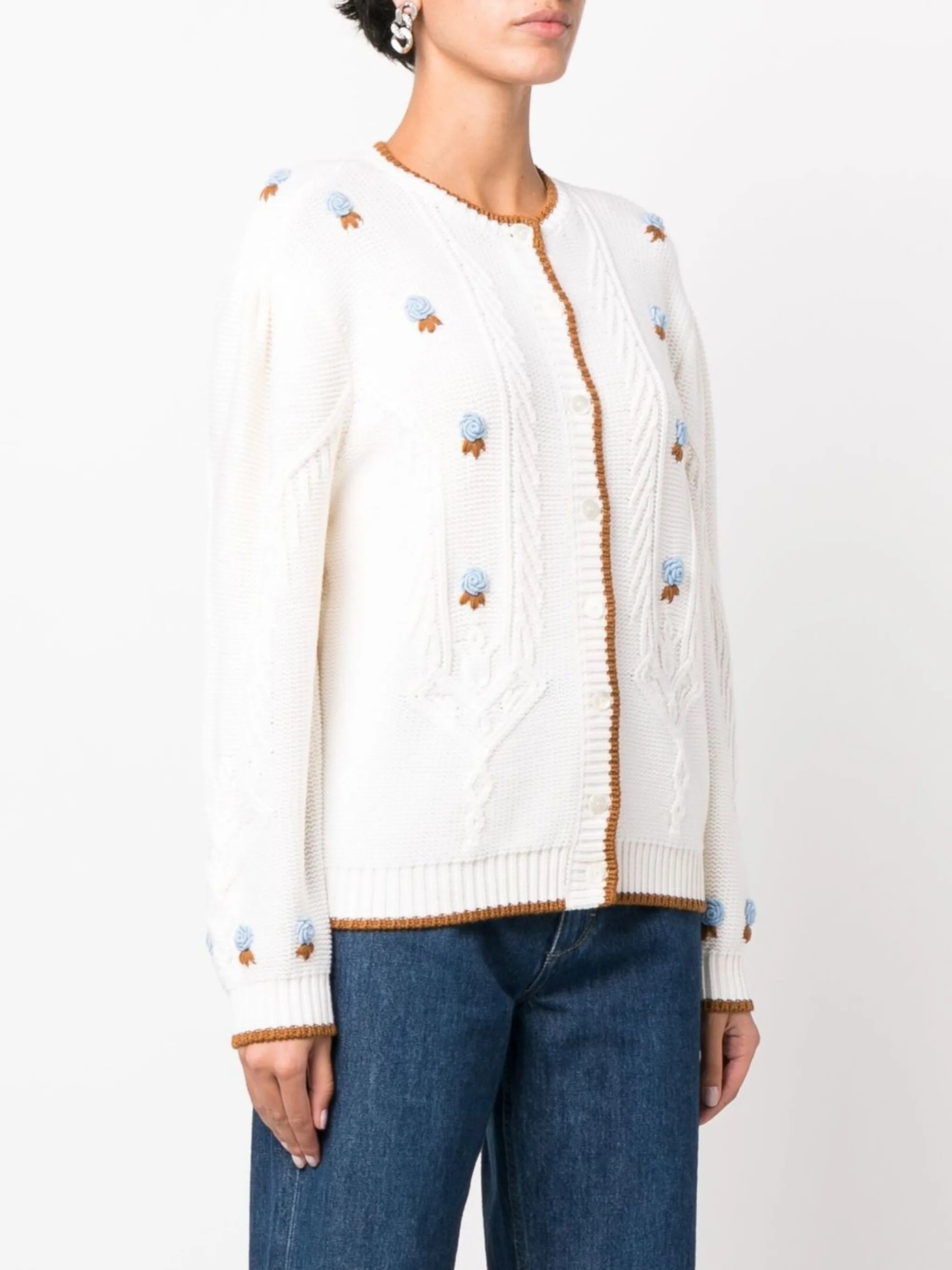 floral-embroidered cardigan