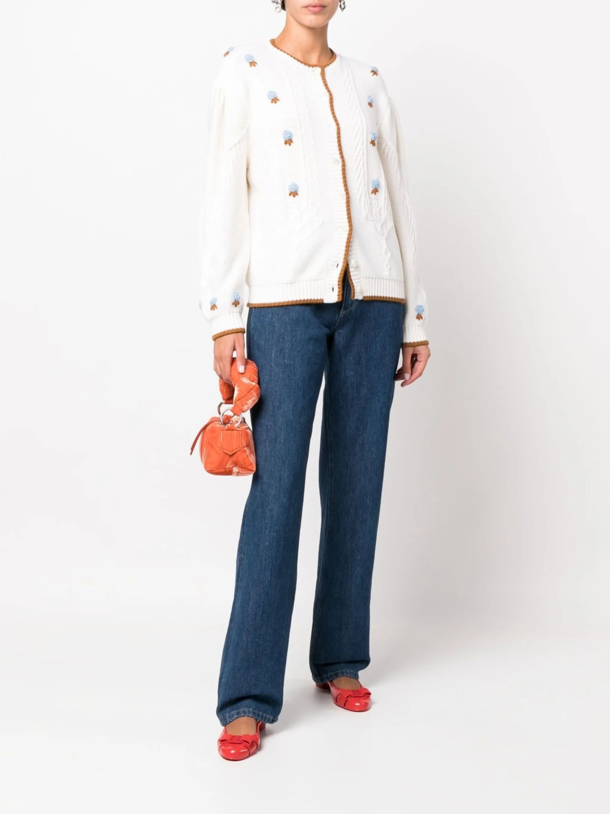 floral-embroidered cardigan