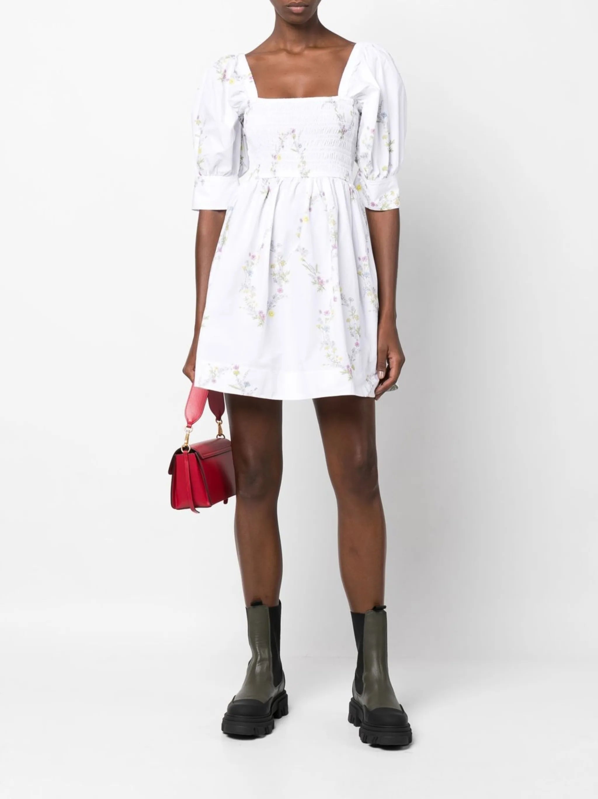floral-print flared mini dress