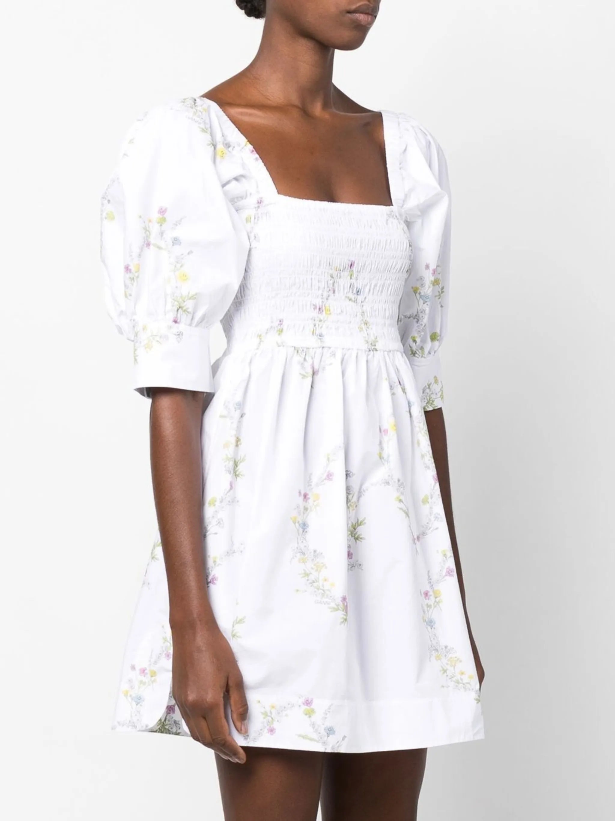 floral-print flared mini dress