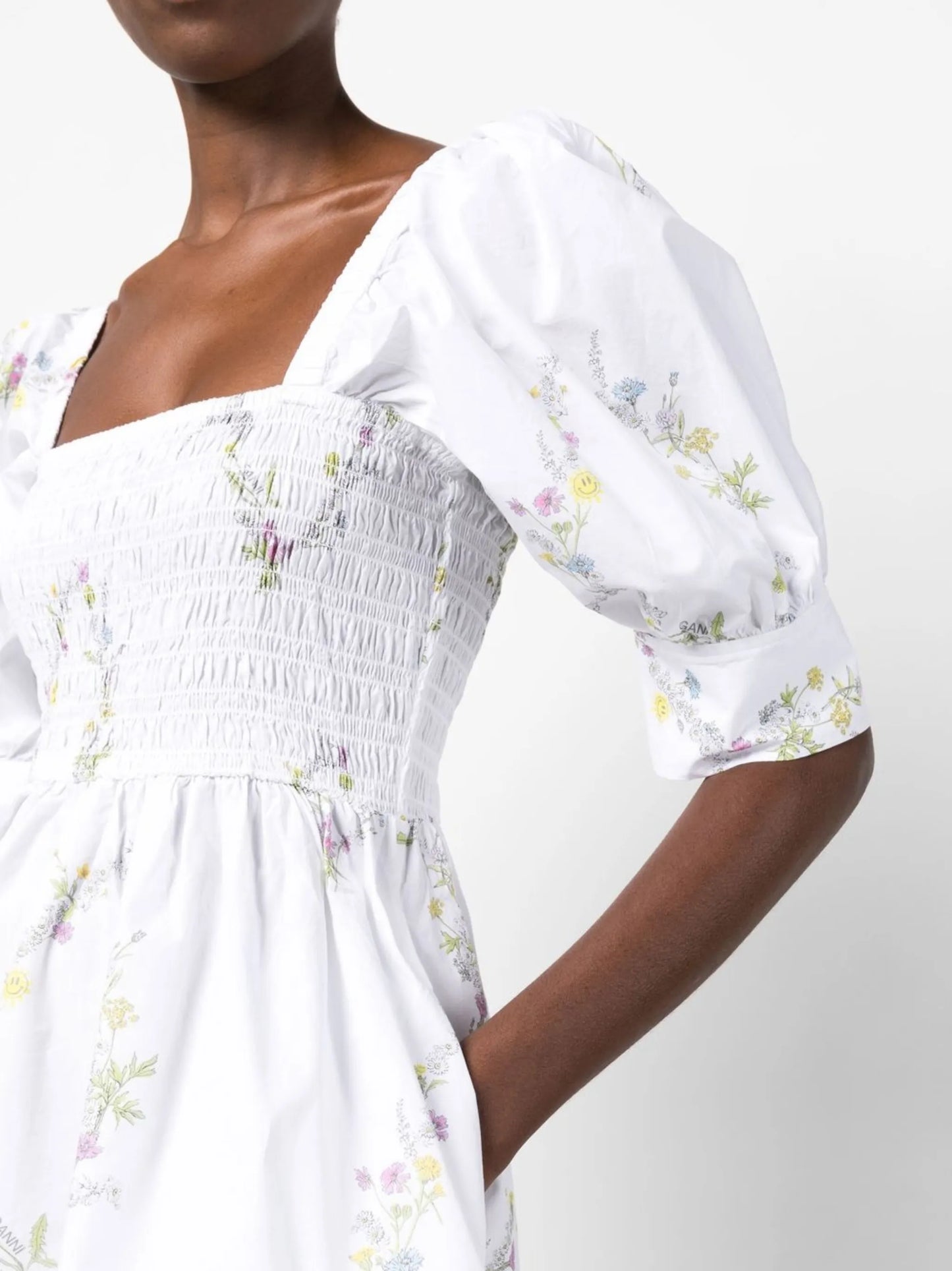 floral-print flared mini dress