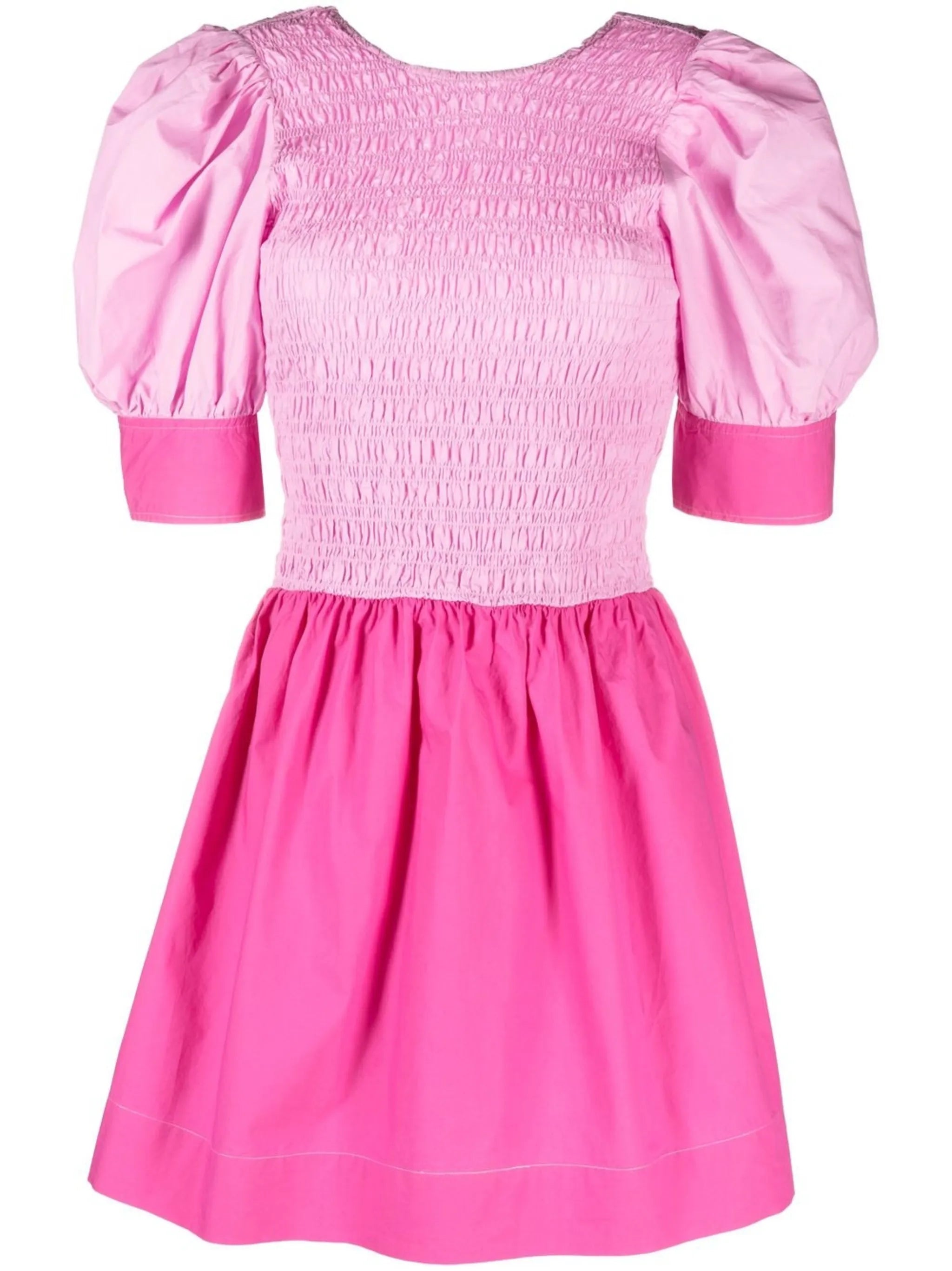 ruched puff-sleeve mini dress