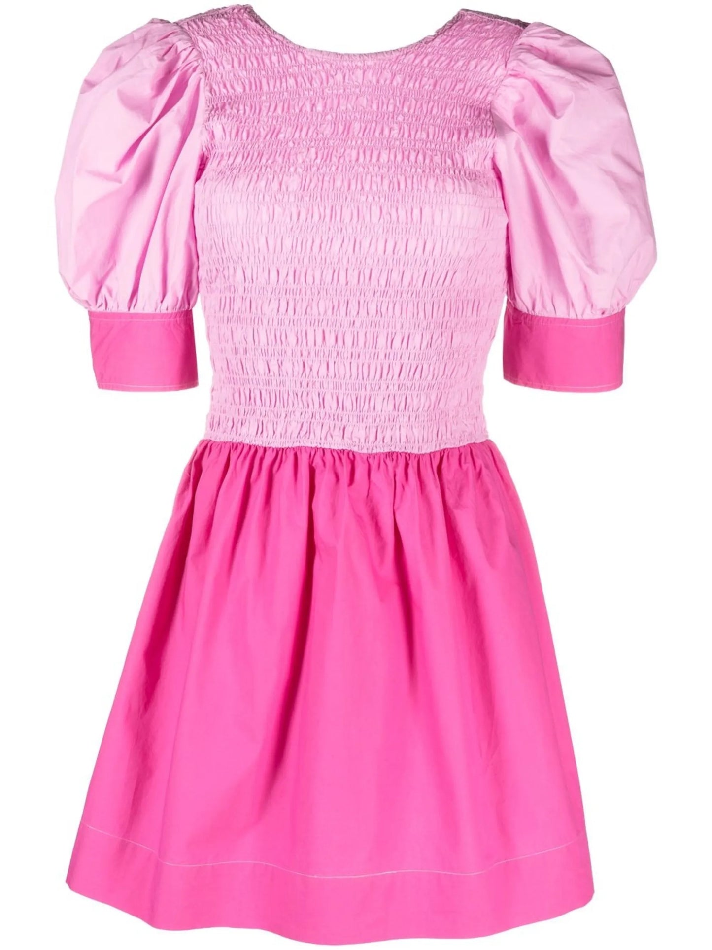 ruched puff-sleeve mini dress