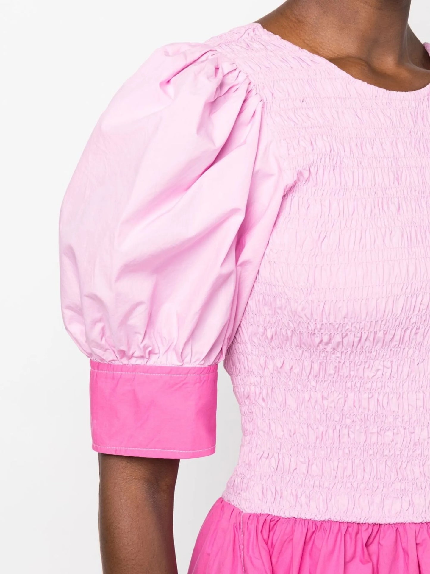ruched puff-sleeve mini dress