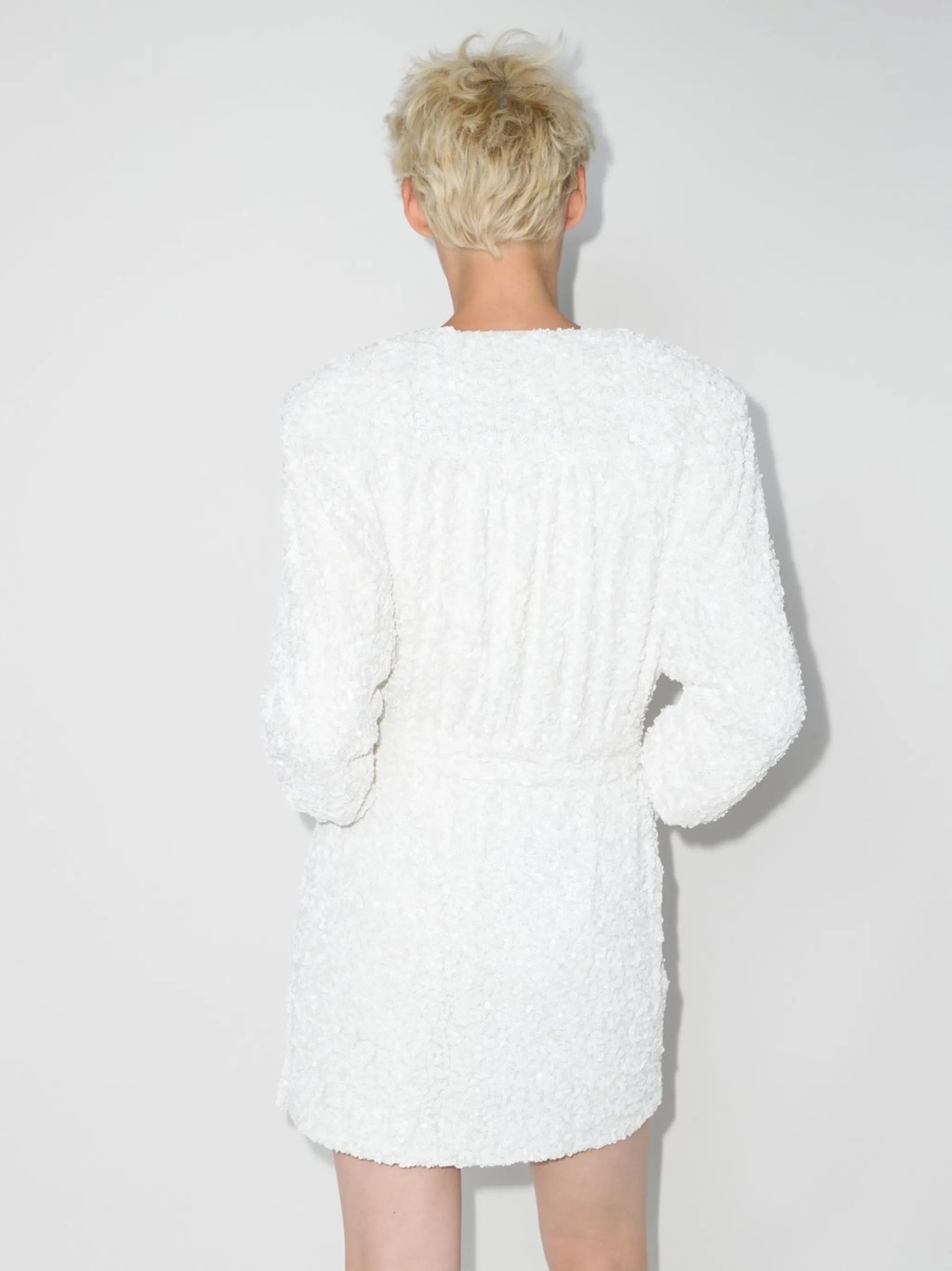 Samantha sequin-embellishment wrap mini dress