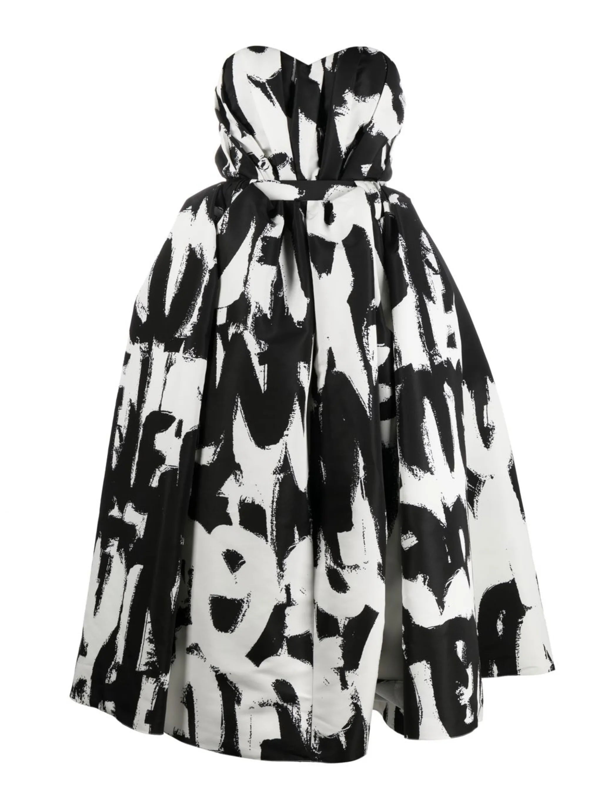 McQueen Graffiti print strapless dress